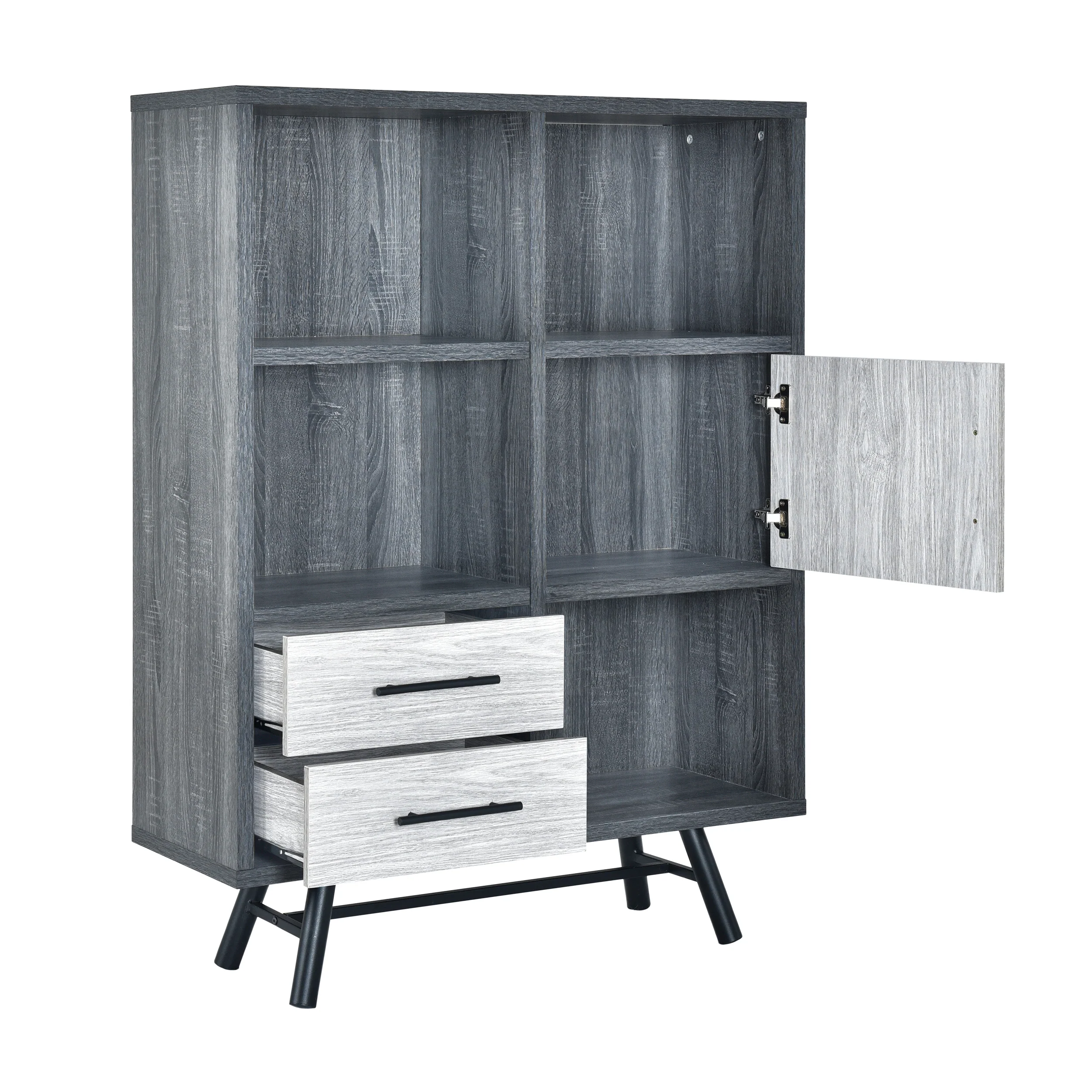 Bokchito Modern Industrial 6 Shelf Multi-Functional Cabinet - furnishings