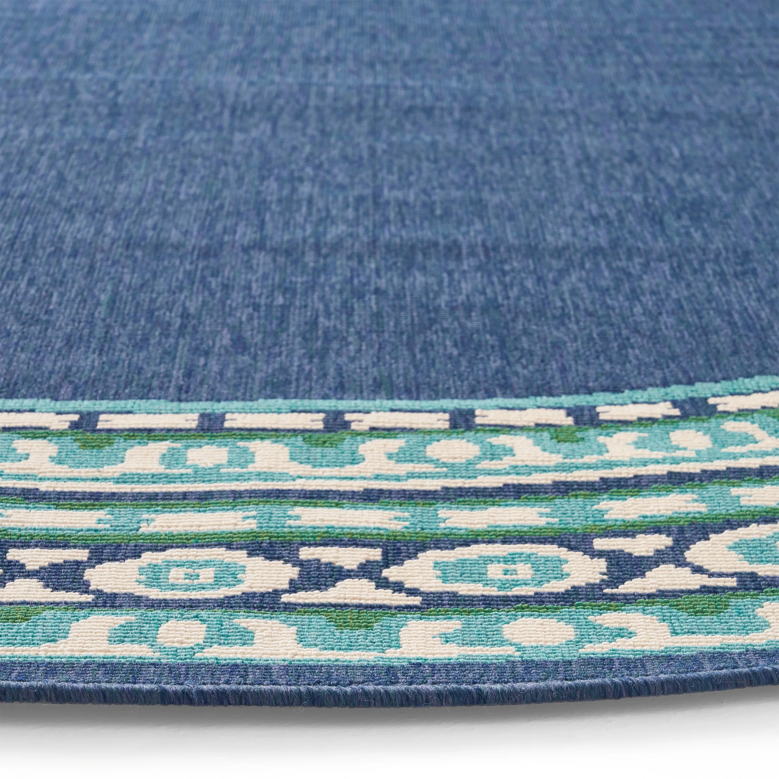 Reid Indoor/Outdoor Border Area Rug, Navy and Green - furnishings