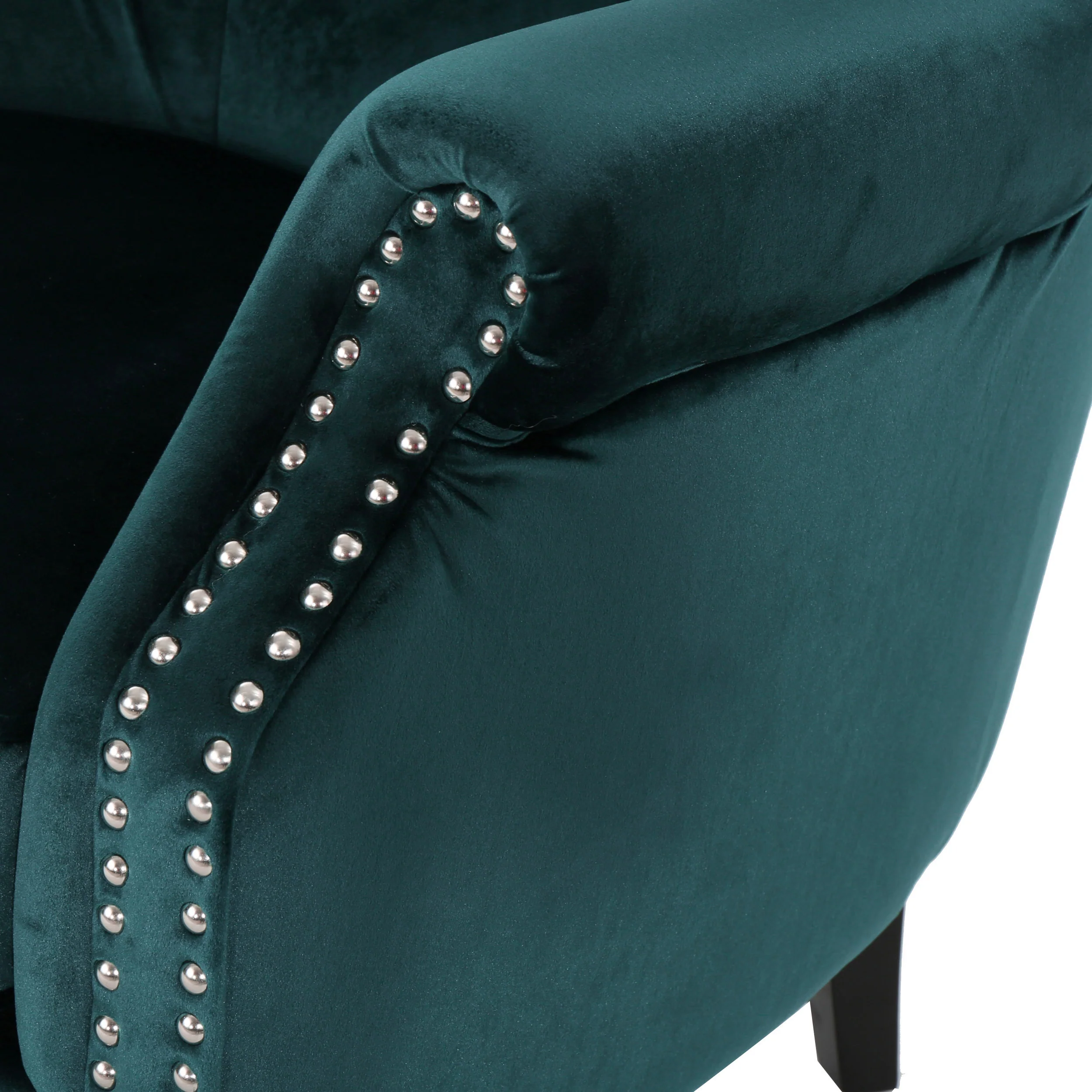 Tomlin Modern Glam Velvet Club Chair with Nailhead Trim - furnishings