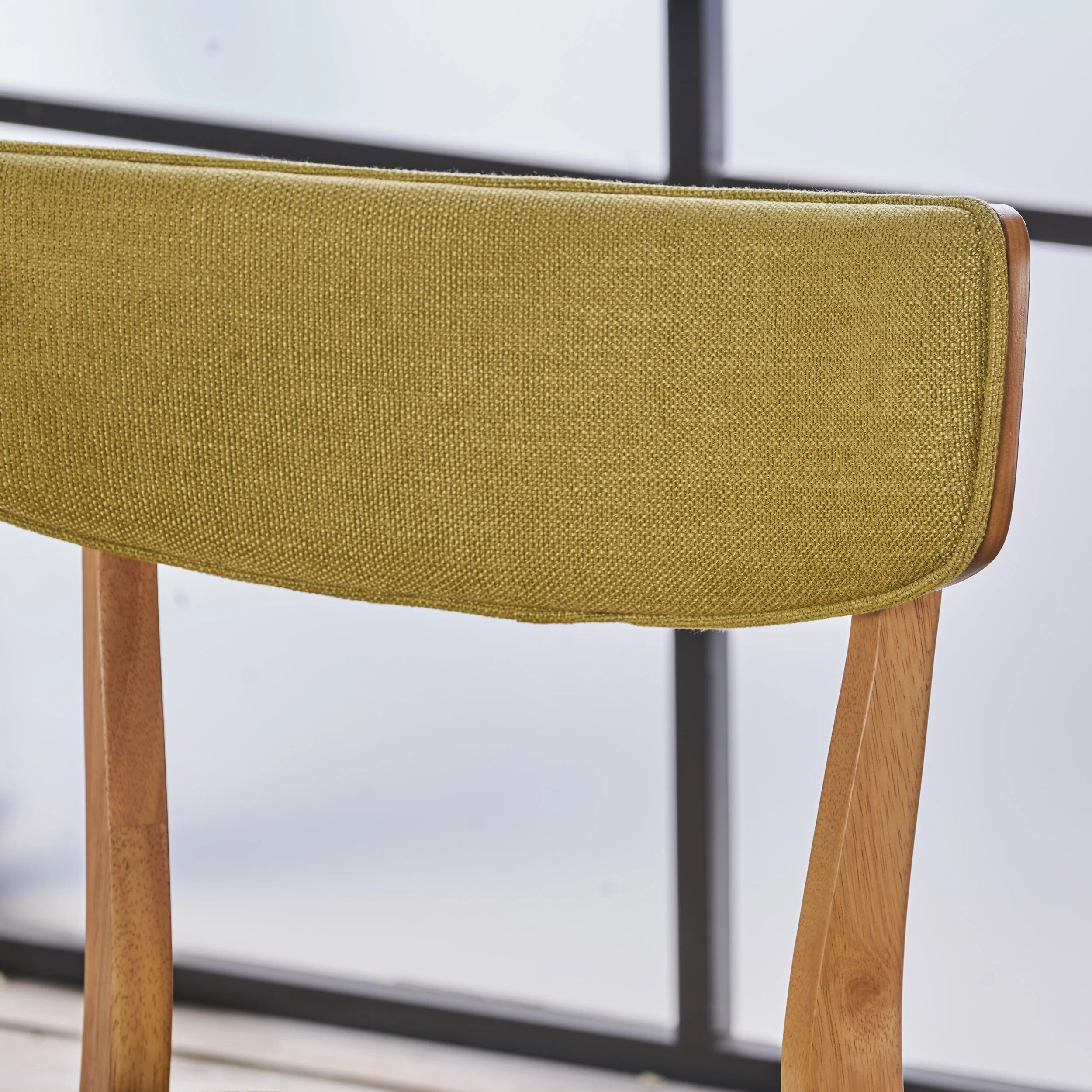 Turat Mid Century Fabric Dining Chairs with Natural Oak Finish(Set of 2) - furnishings