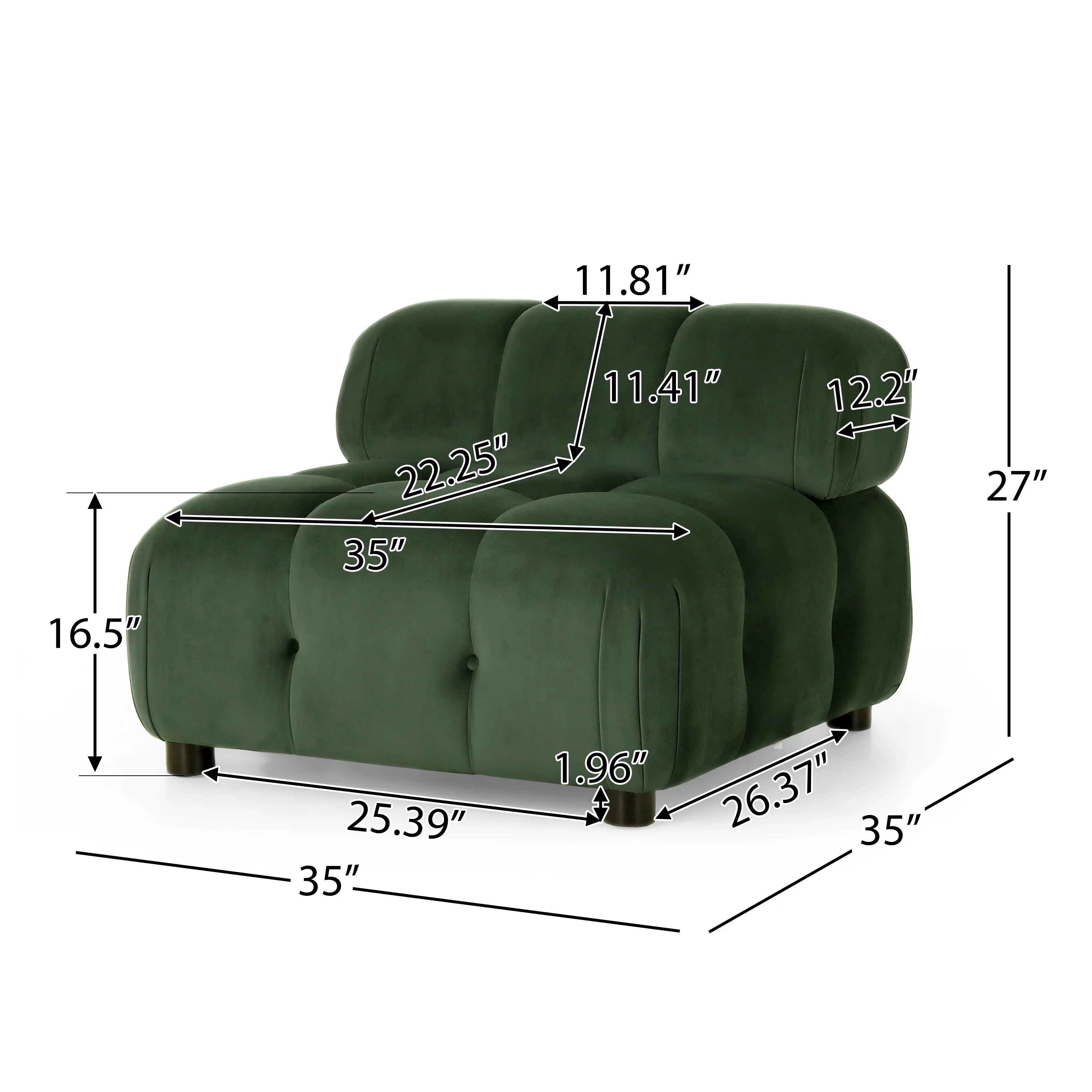 Kildare Velvet Tufted Club Chair - furnishings