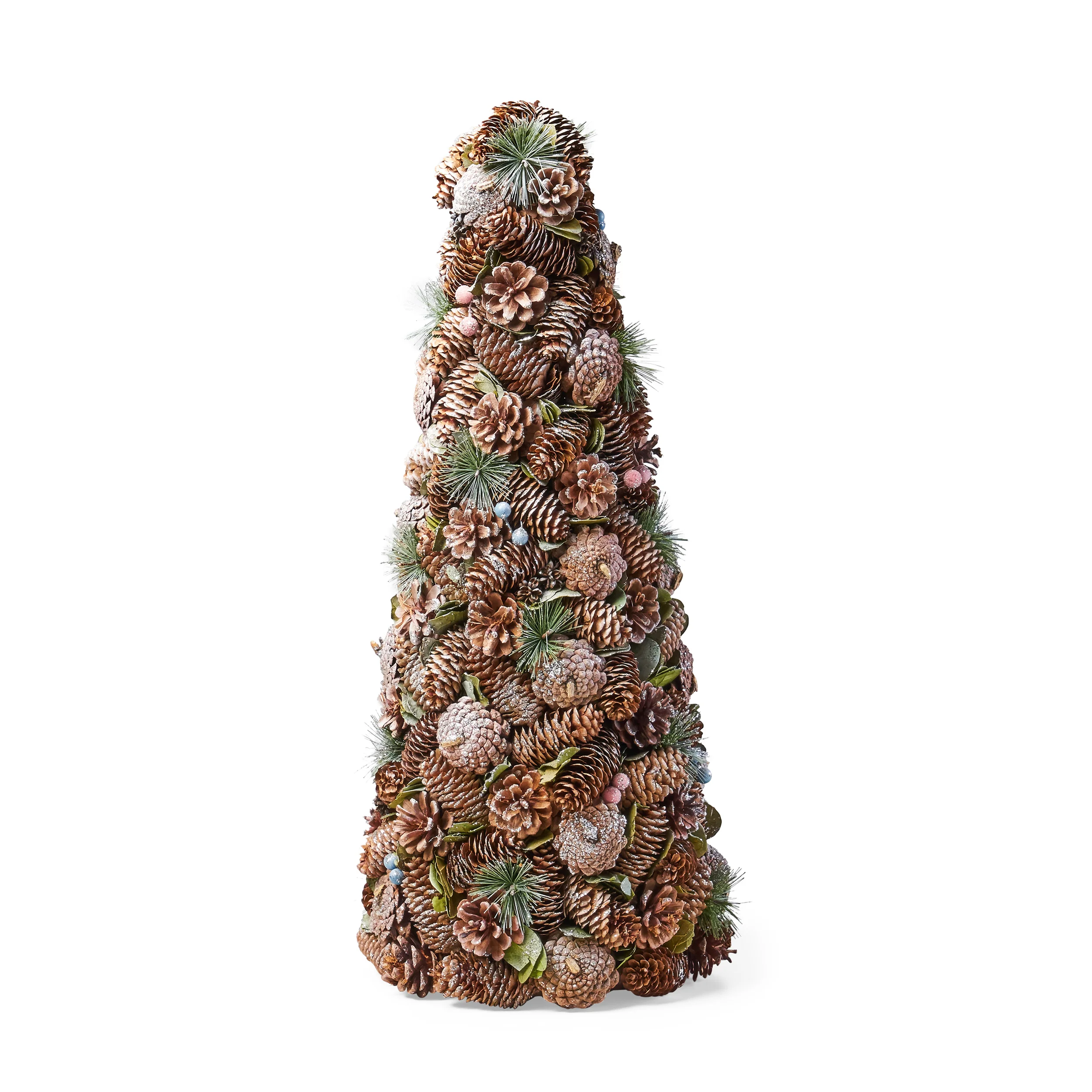 Artificial Pre Decorated Pinecone and Glitter Tabletop Christmas Tree - furnishings