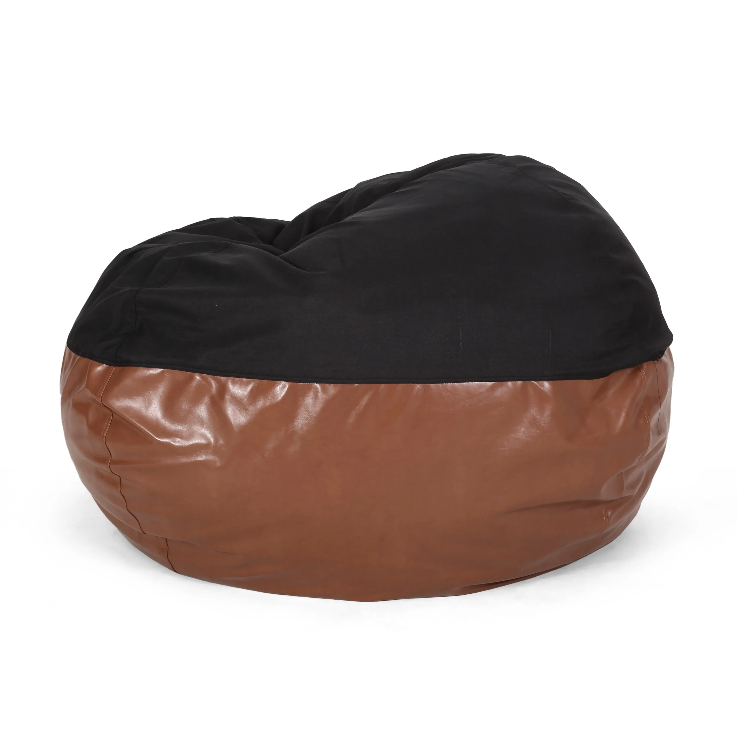 Meagher Modern 5 Foot Two Toned Fabric and Faux Leather Bean Bag - furnishings