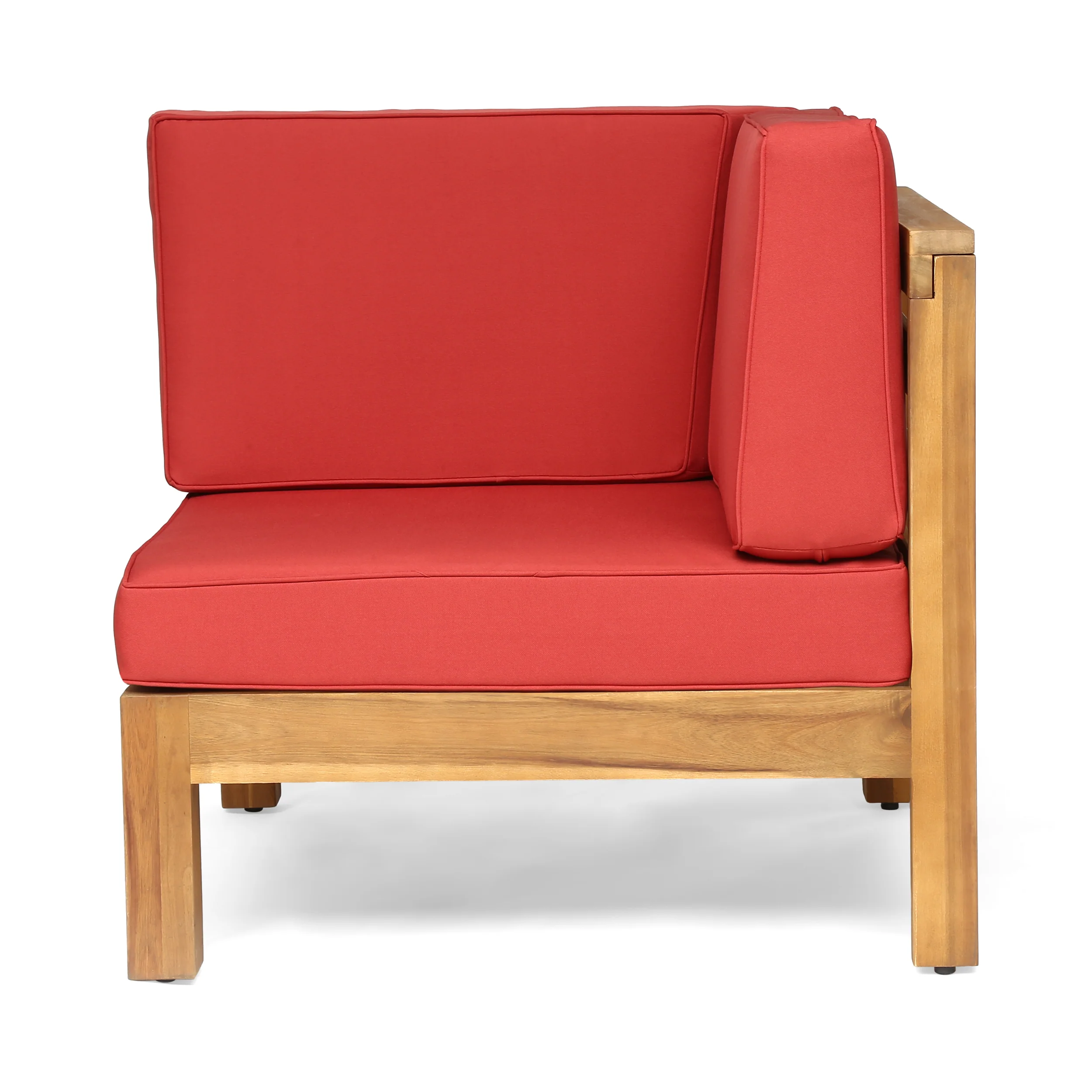 Dawson Outdoor 2-Seater Acacia Wood Sectional Loveseat Set with Cushions - furnishings