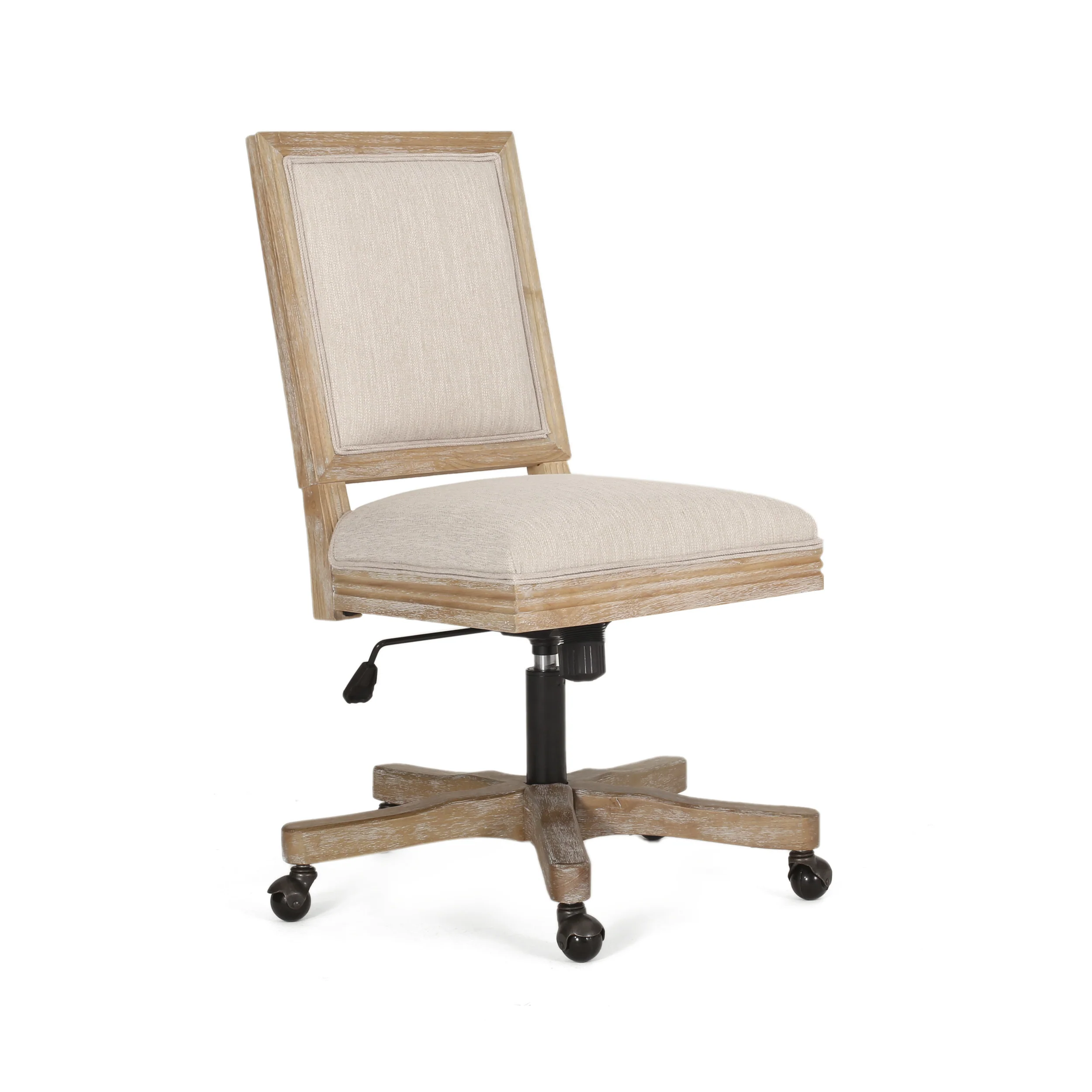 McGillen Rustic Upholstered Swivel Office Chair - furnishings