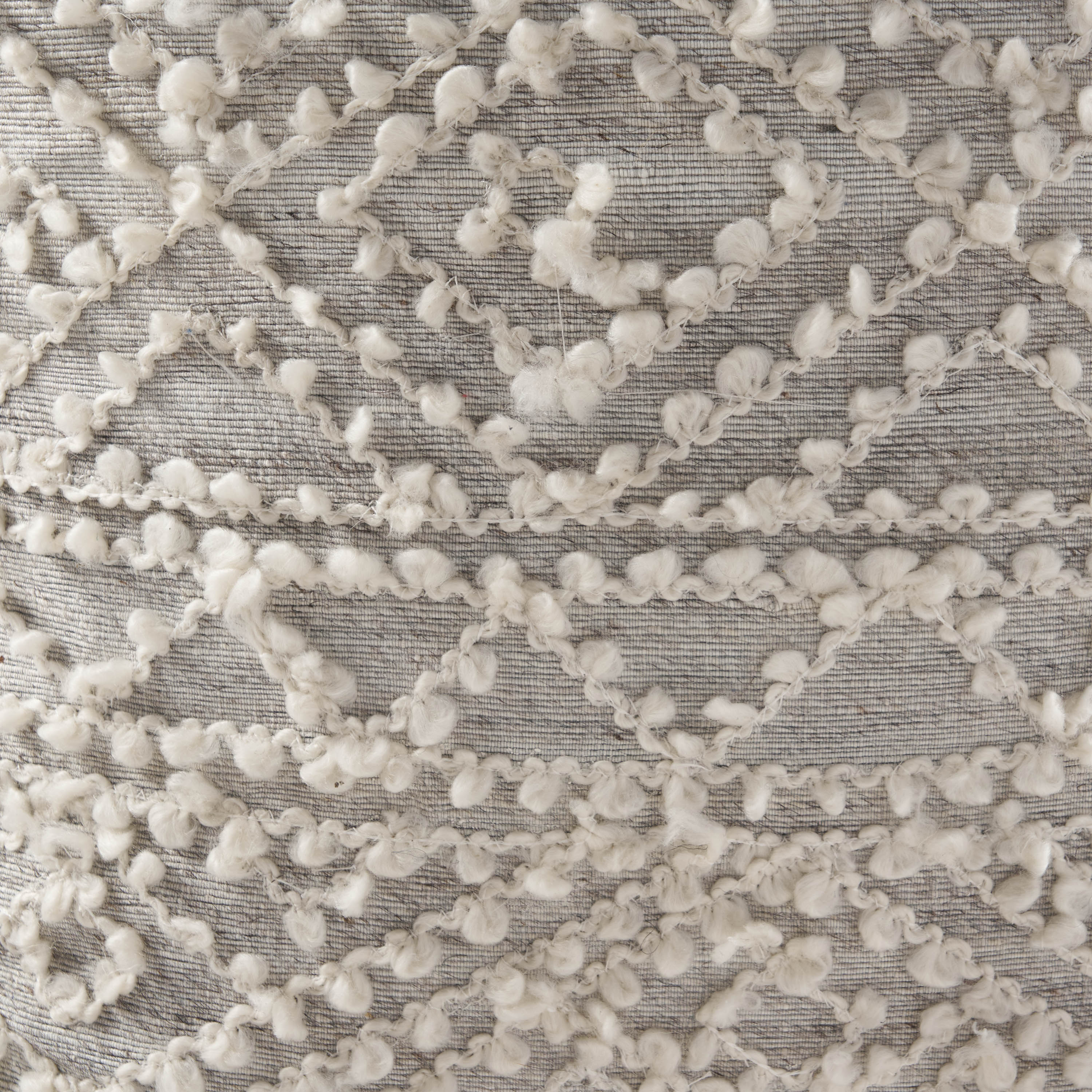 Sylvia Boho Diamond Pattern Wool and Viscose Cube Pouf - furnishings
