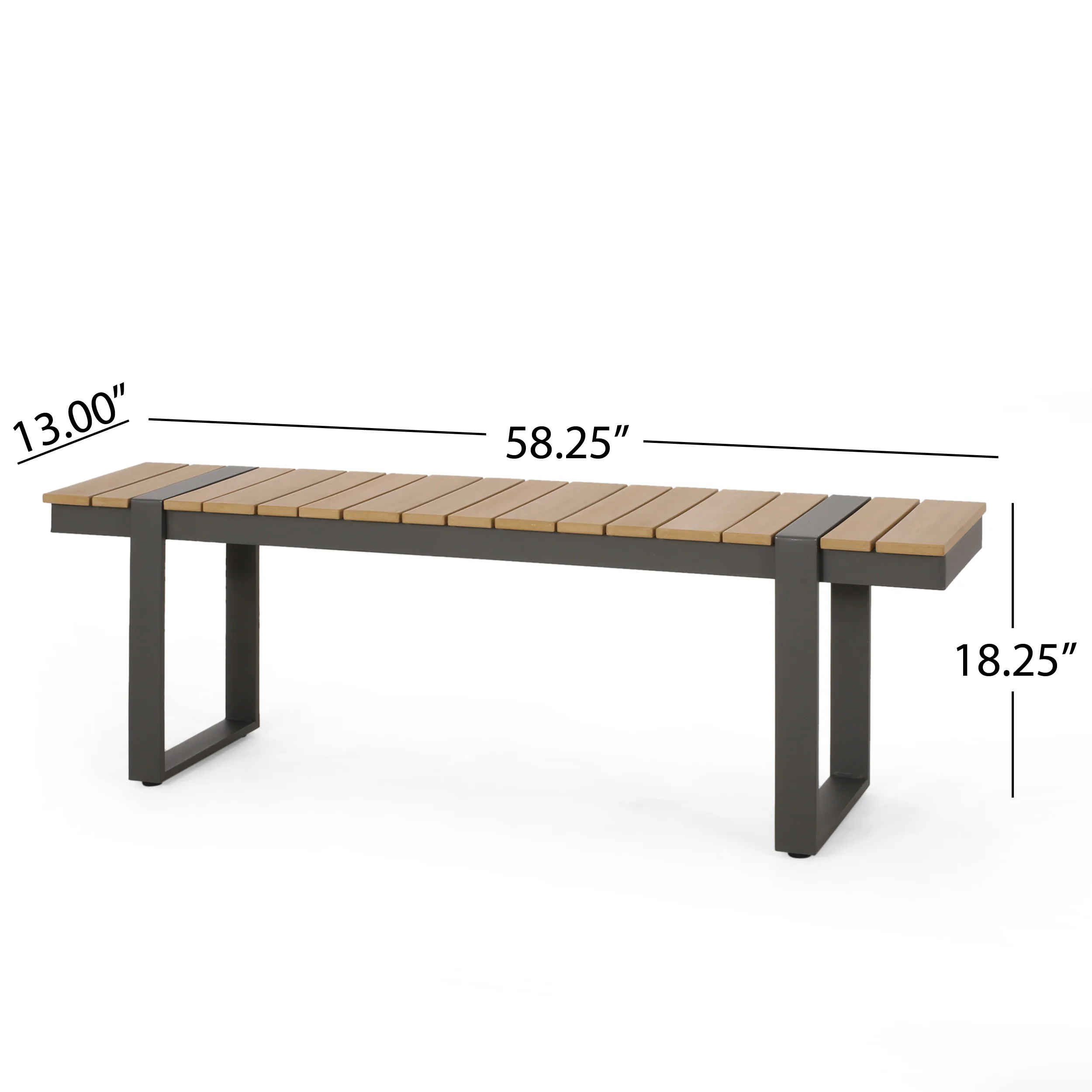 Mora Outdoor Faux Wood and Aluminum Dining Bench - furnishings
