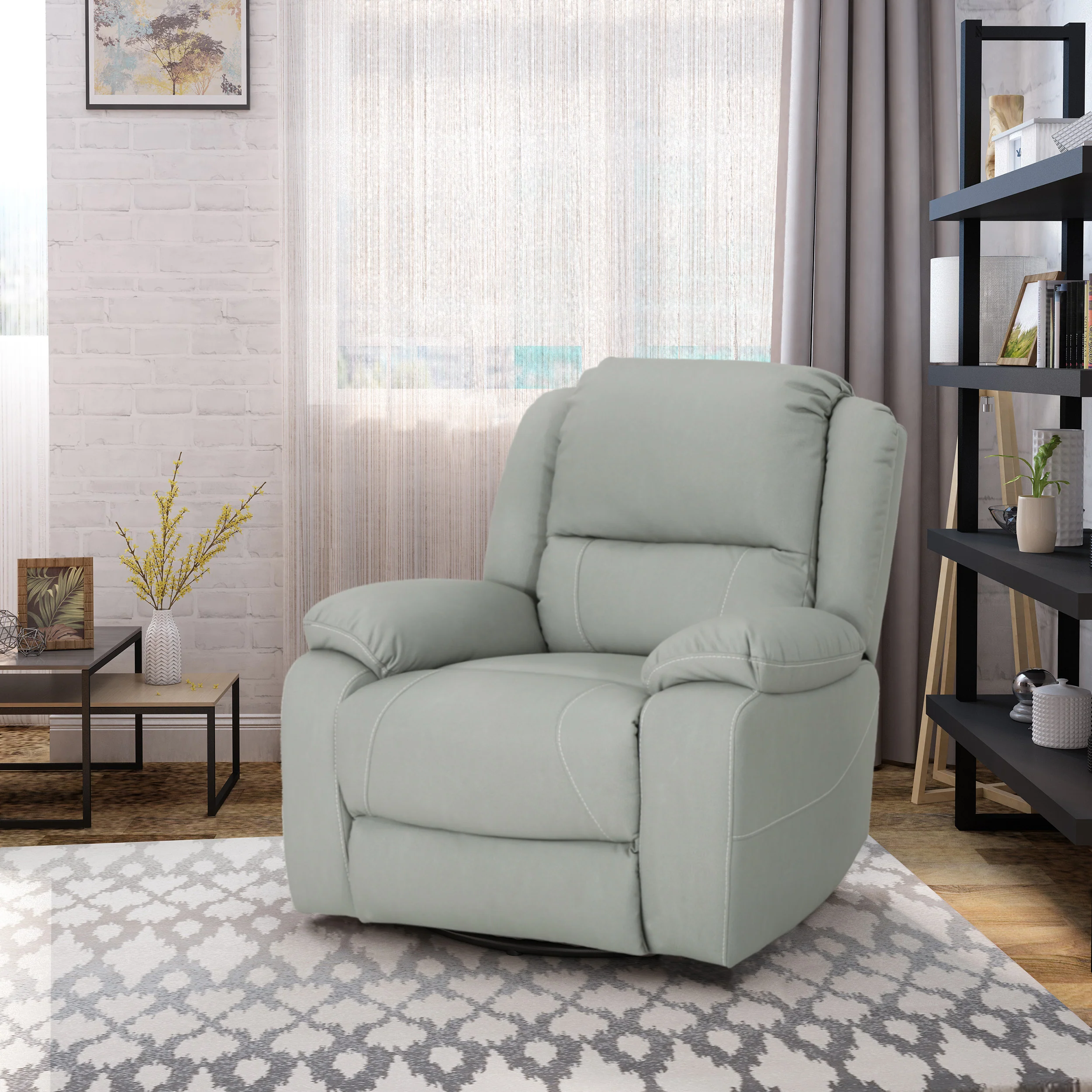 Teresa Classic Tufted Leather Swivel Recliner - furnishings