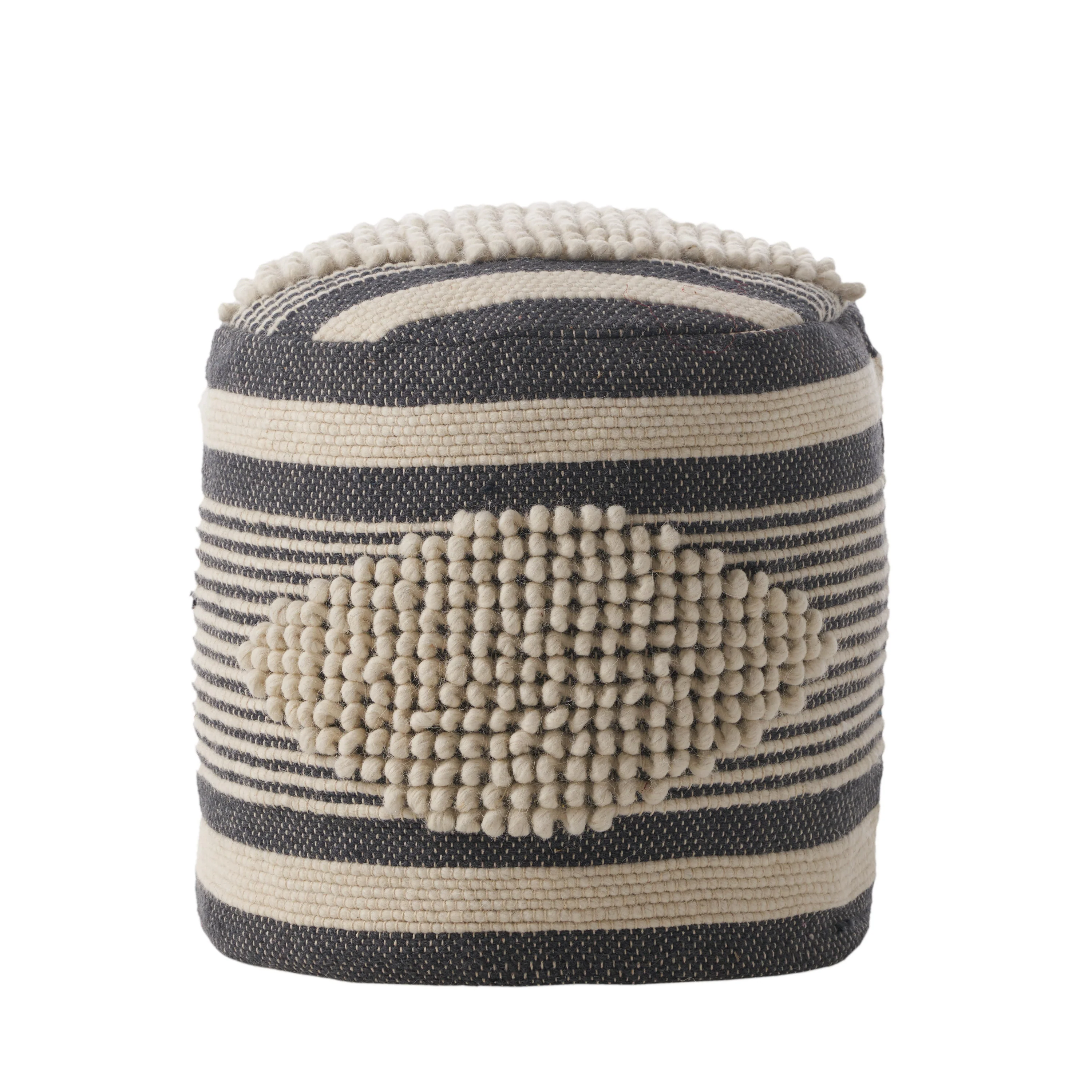 Villard Boho Handcrafted Fabric Cylinder Pouf - furnishings