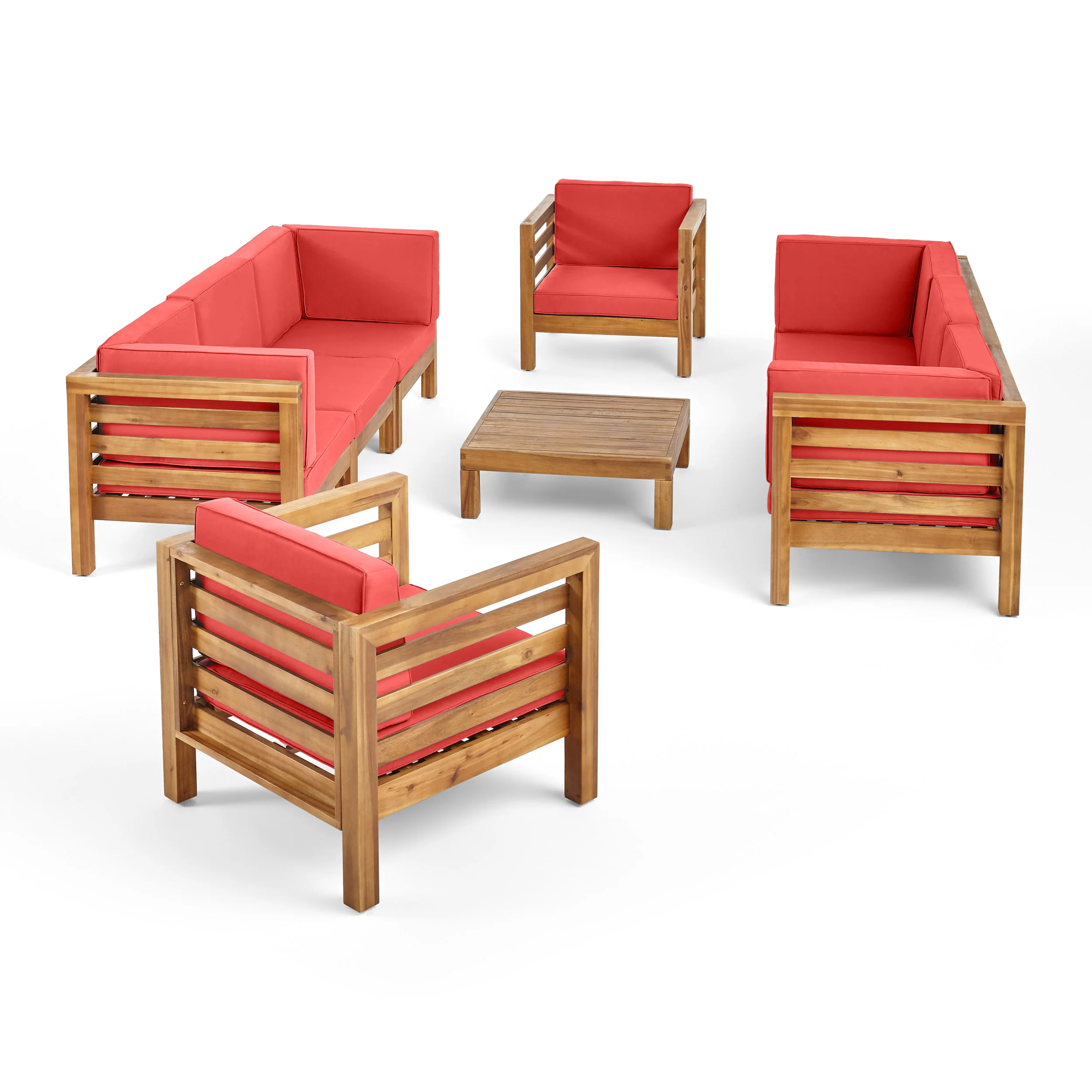 Emma Outdoor 8 Seater Acacia Wood Sofa and Club Chair Set - furnishings