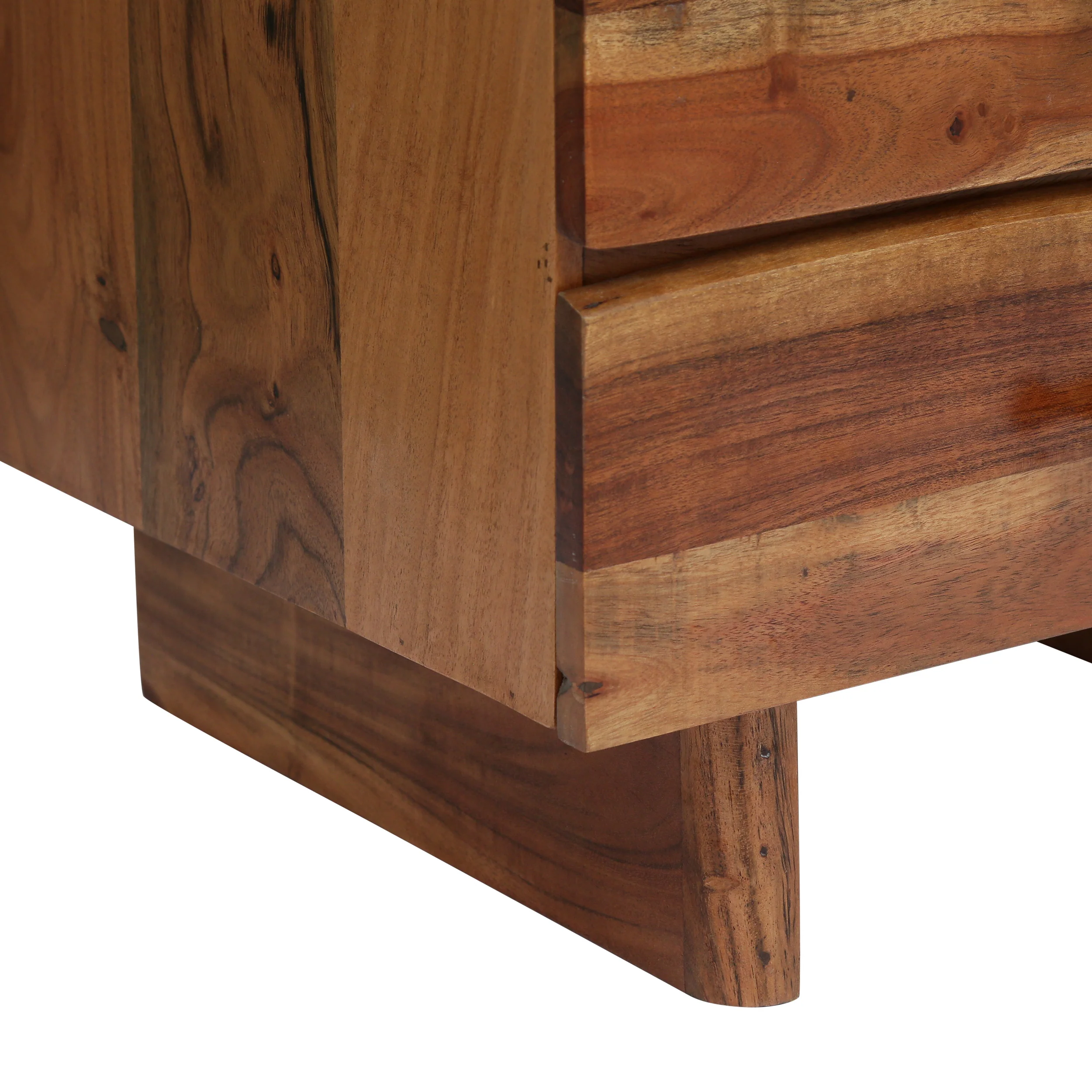 Tift Terrell Handcrafted Boho Acacia Wood 3 Drawer Nightstand, Set of 2 - furnishings