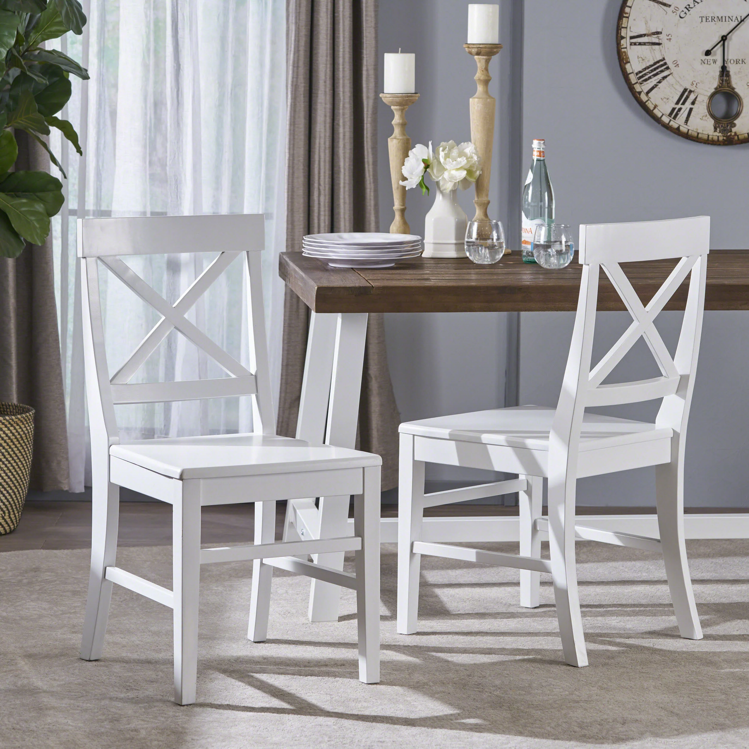 Truda Farmhouse  Acacia Wood Dining Chairs (Set of 2) - furnishings