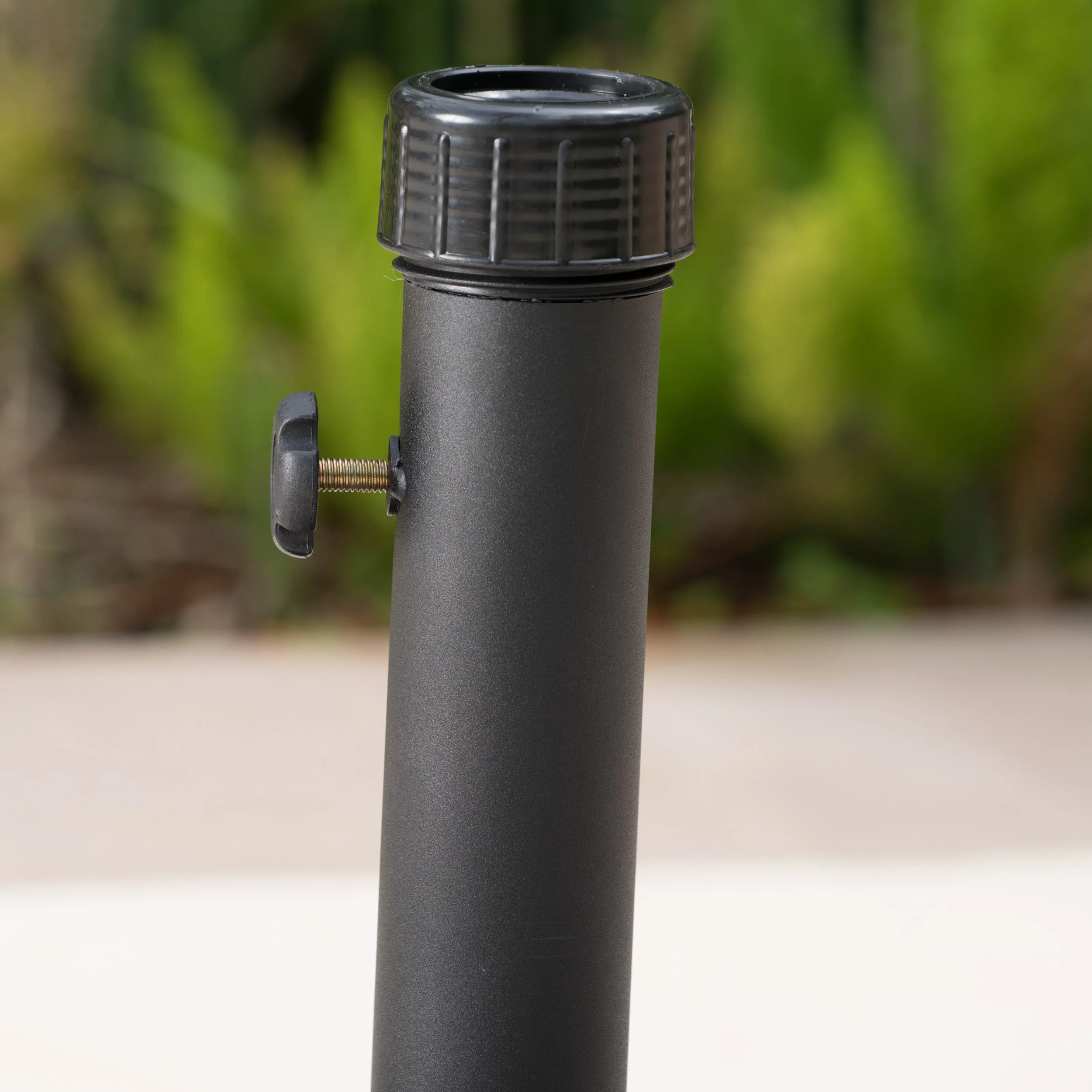 Hercules 80lbs Black Steel Square Umbrella Base with Wheels - furnishings