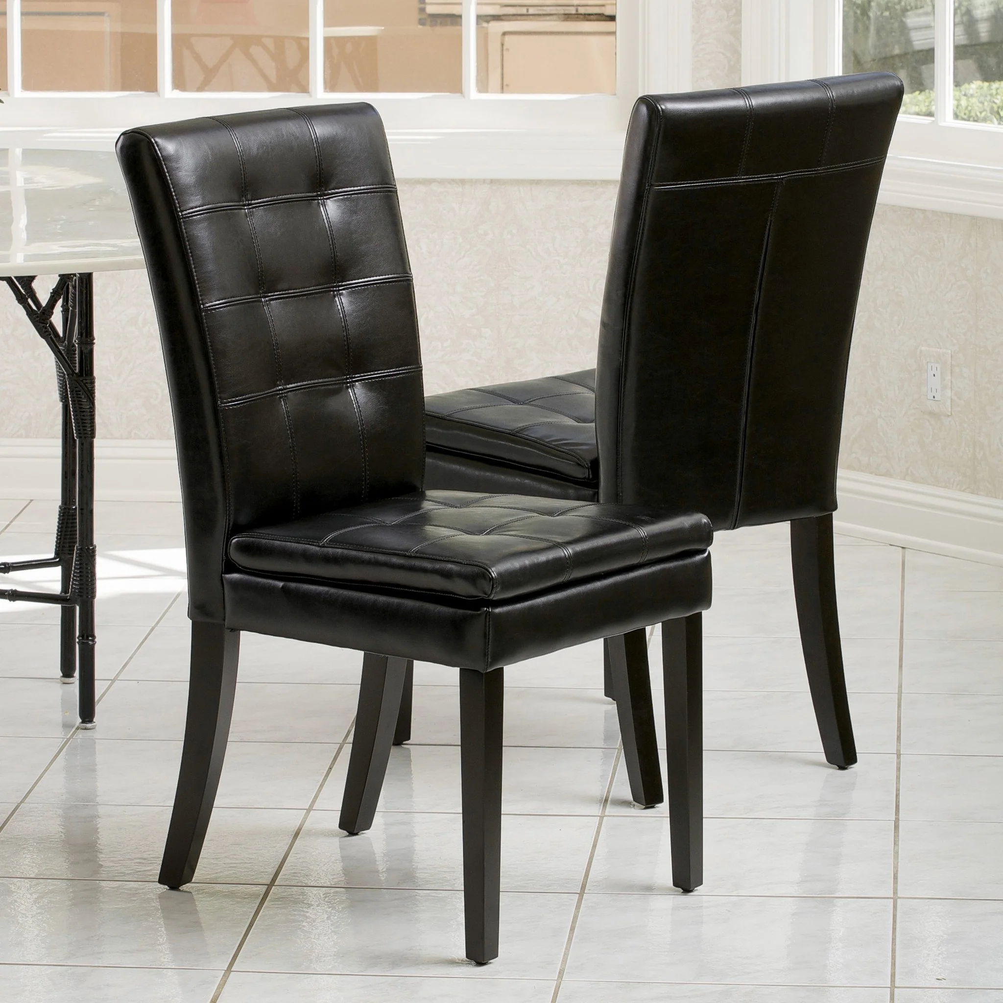 Barrington Contemporary Tufted Bonded Leather Dining Chairs (Set of 2) - furnishings