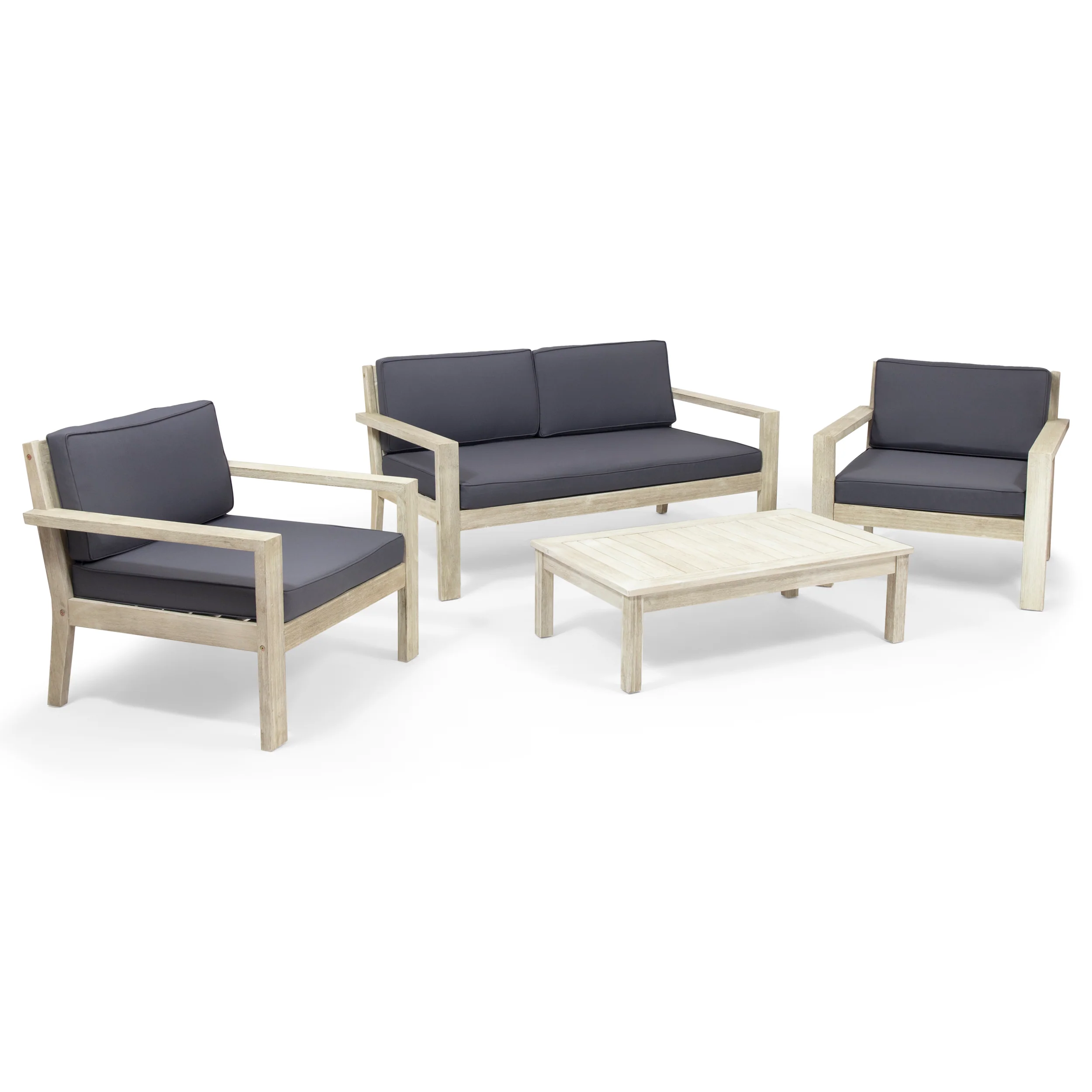 Dominic Outdoor 4 Seater Acacia Wood Chat Set with Cushions - furnishings
