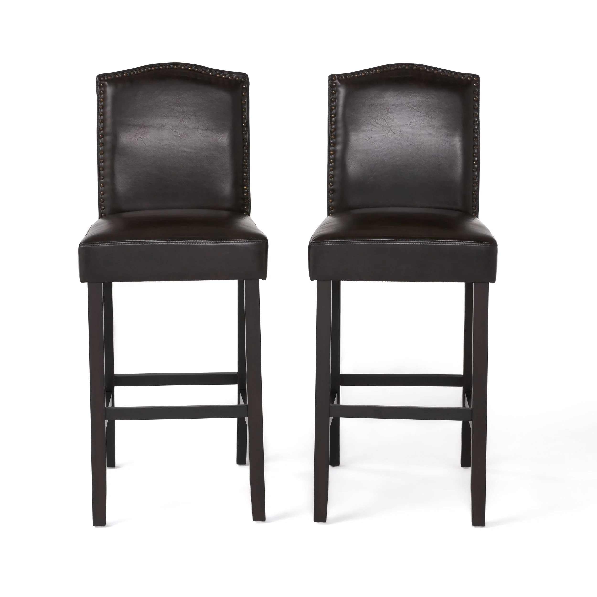 Auburn 30-Inch Brown Leather Backed Barstool (Set of 2) - furnishings