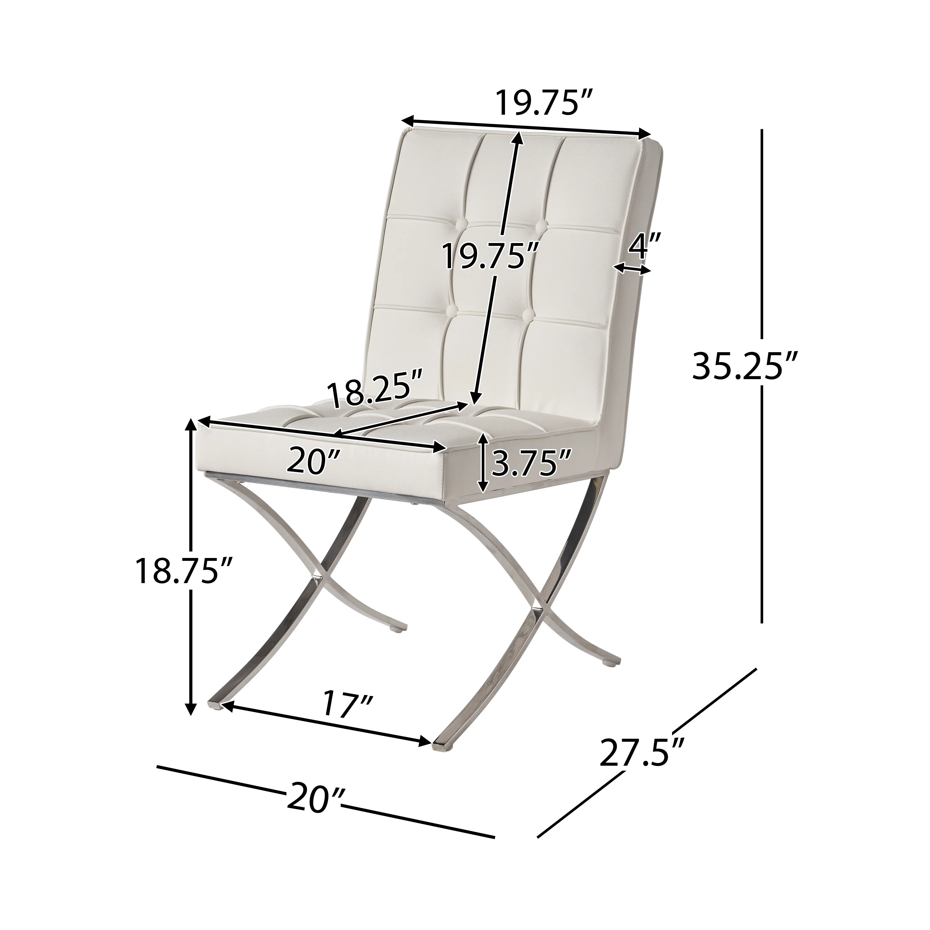 Pandora Modern Design White Leather Dining Chairs (set of 2) - furnishings