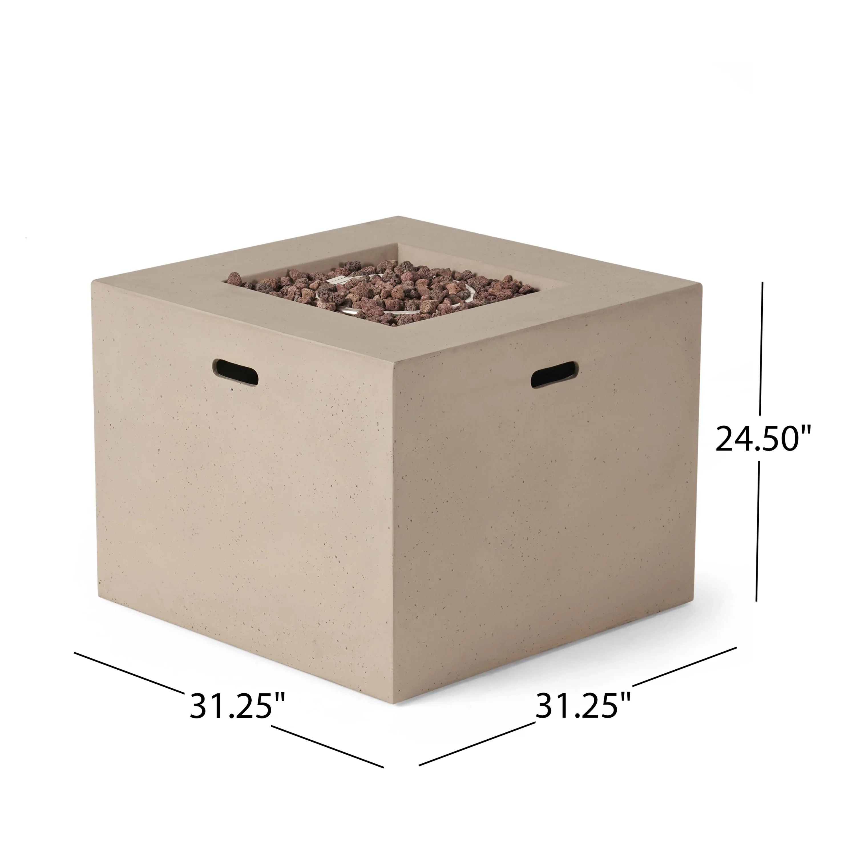 Leo Outdoor 31-inch Square Light Weight Concrete Gas Burning Fire Pit - furnishings