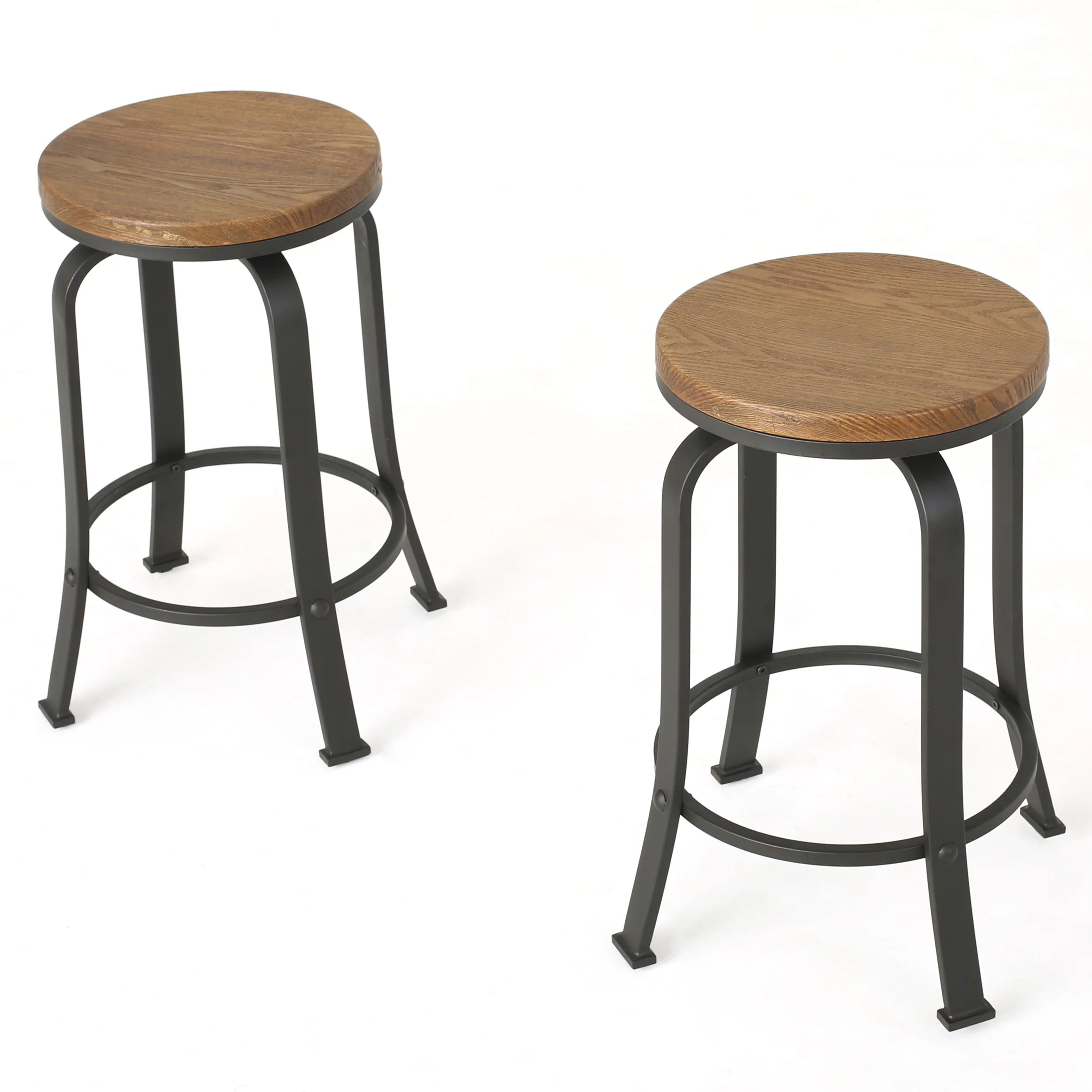 Cassum Modern Industrial Swiveling Counter Stool (Set of 2) - furnishings