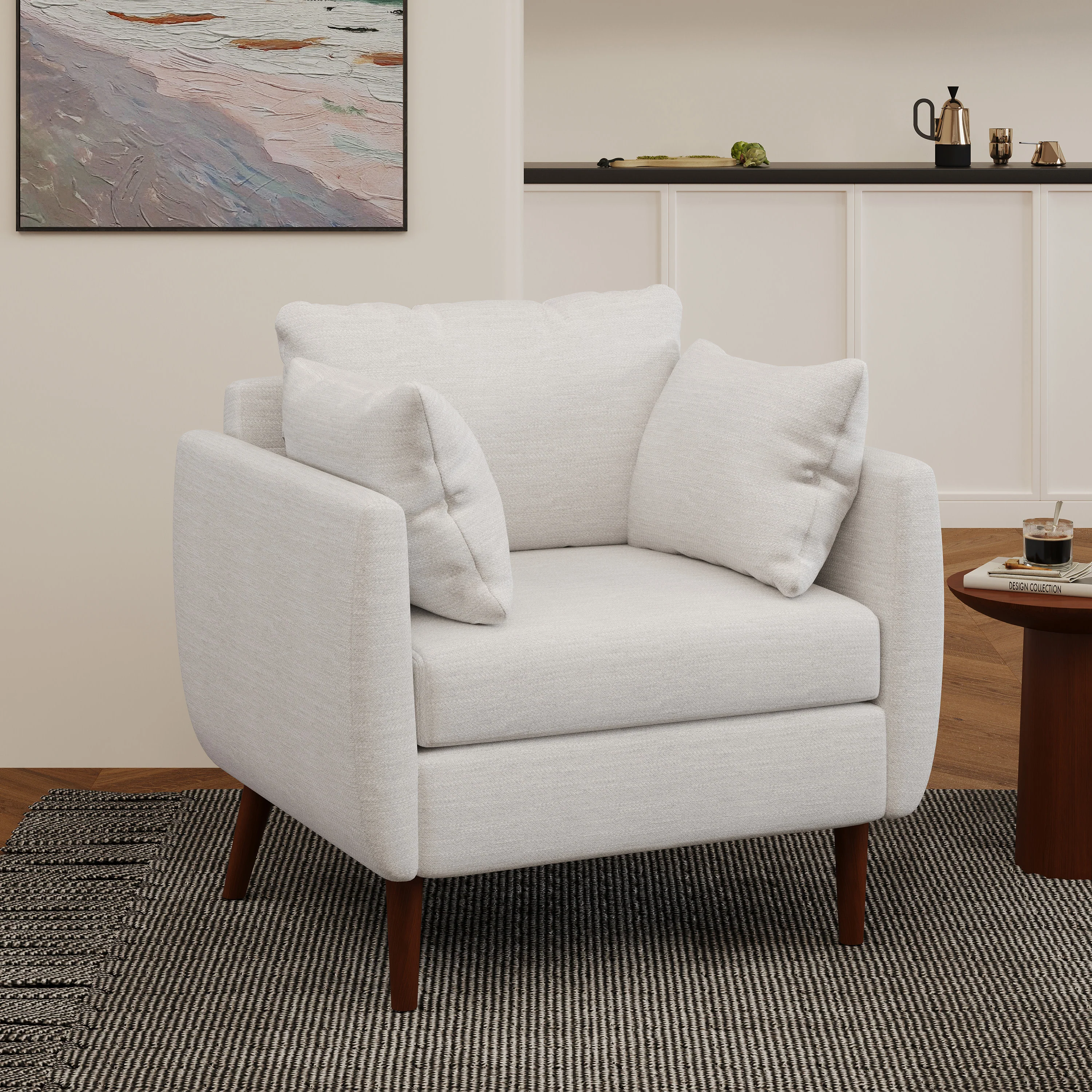 Viewland Contemporary Fabric Upholstered Club Chair with Accent Pillows - furnishings