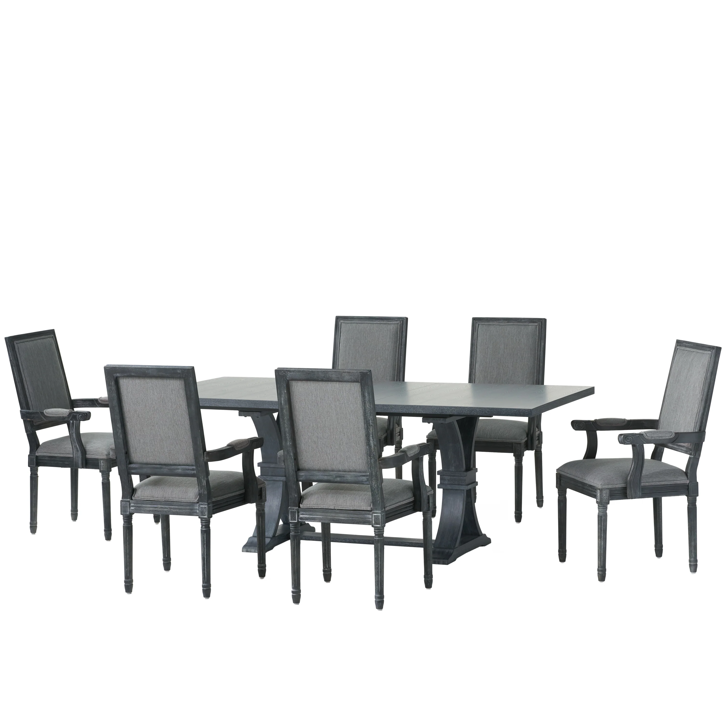 Ashlyn French Country Wood 7-Piece Expandable Dining Set - furnishings