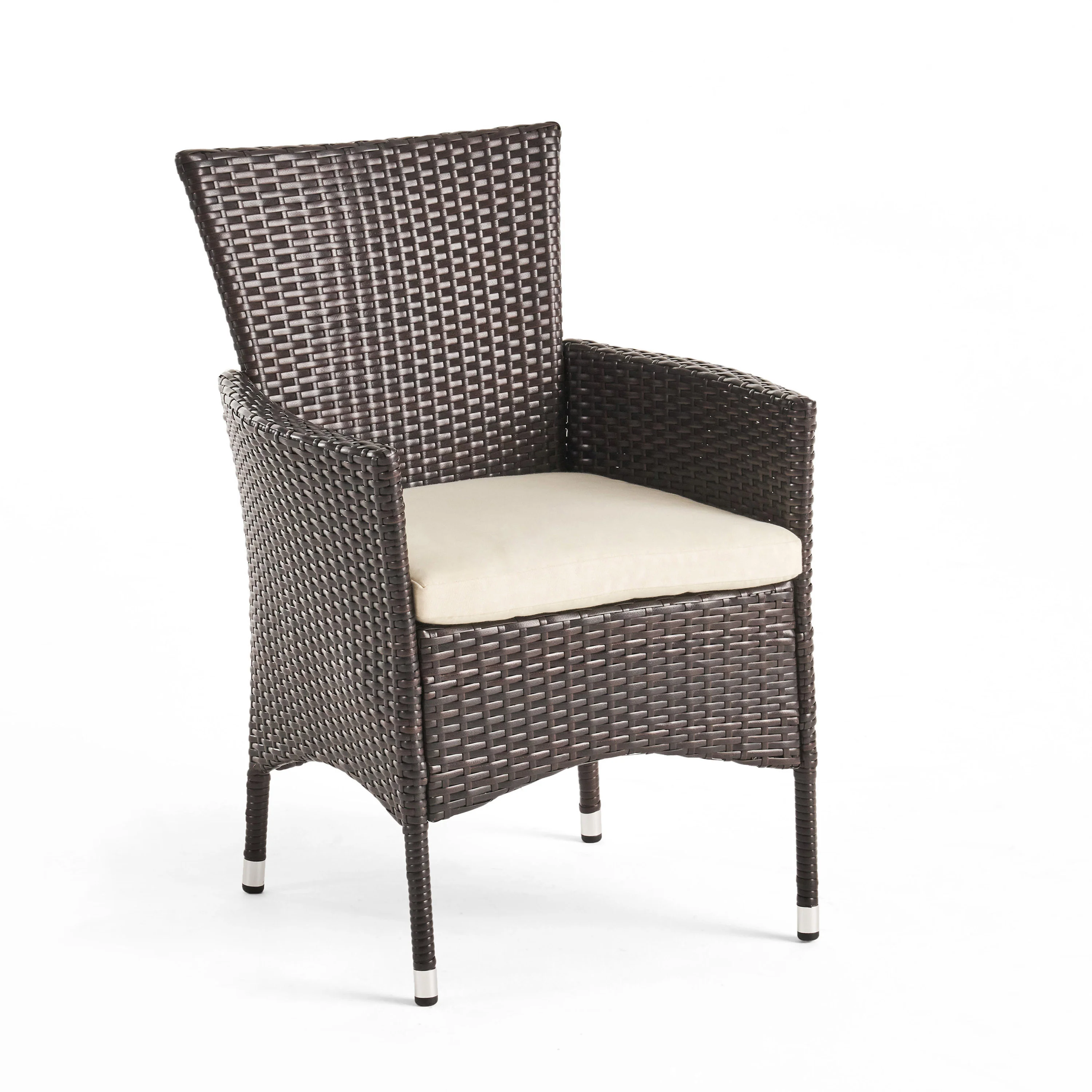 Julia Outdoor 6-Seater Rectangular Acacia Wood and Wicker Dining Set, Teak with Black and Multi Brown with Beige - furnishings