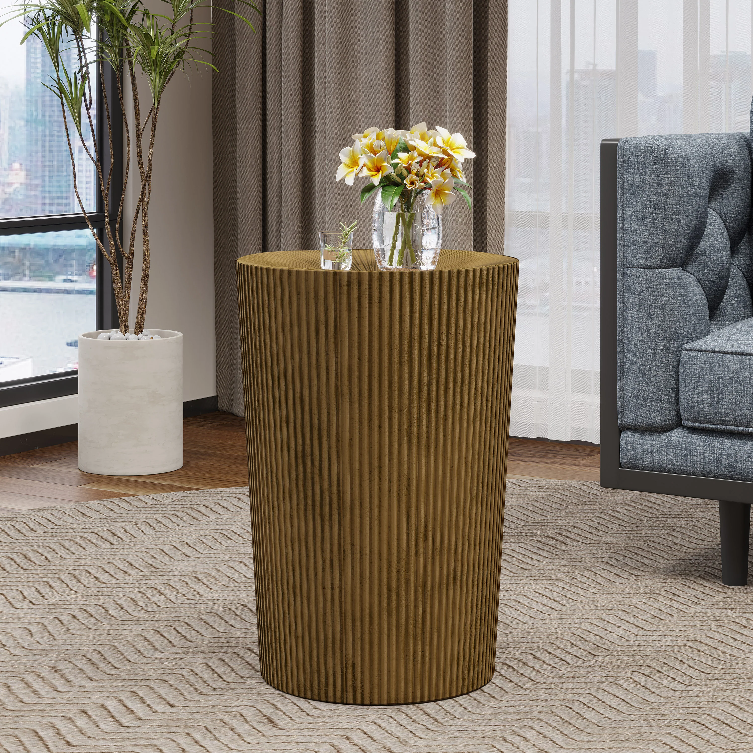 Pamsha Modern Iron Sunburst Side Table - furnishings