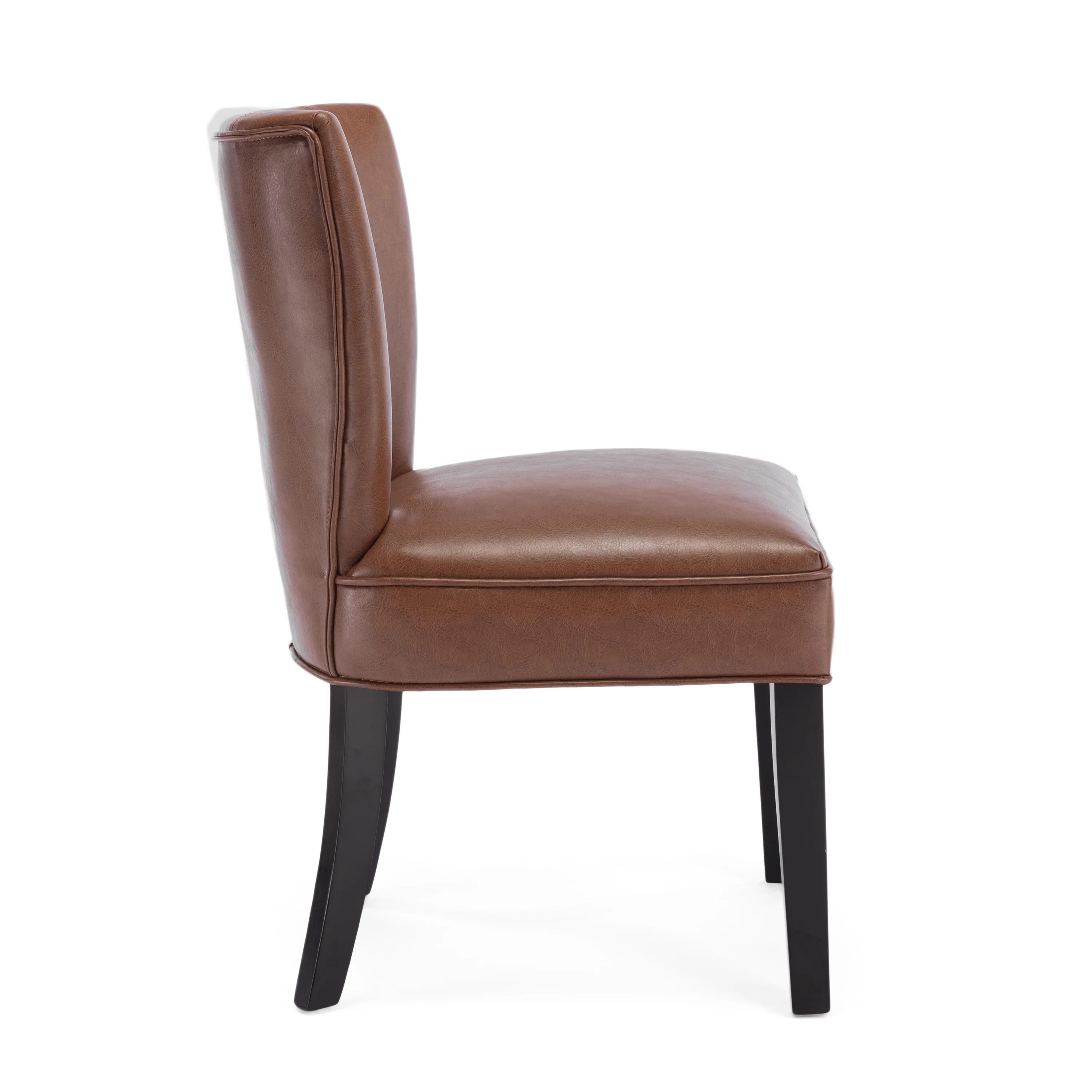 Edenbrook Contemporary Faux Leather Upholstered Dining Chairs, Set of 2, Cognac Brown and Matte Black - furnishings