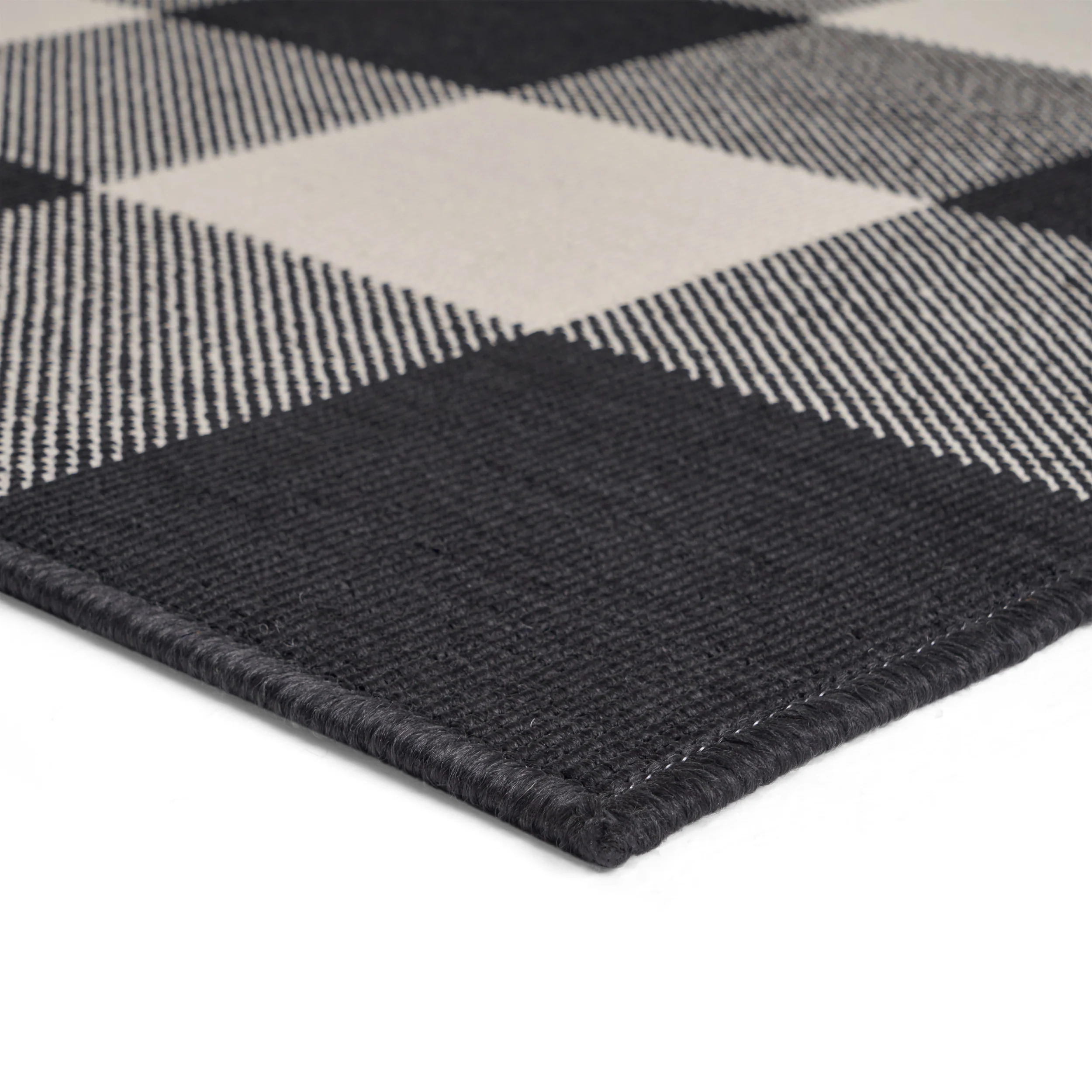 Jessica Outdoor Check Area Rug, Black and Ivory - furnishings