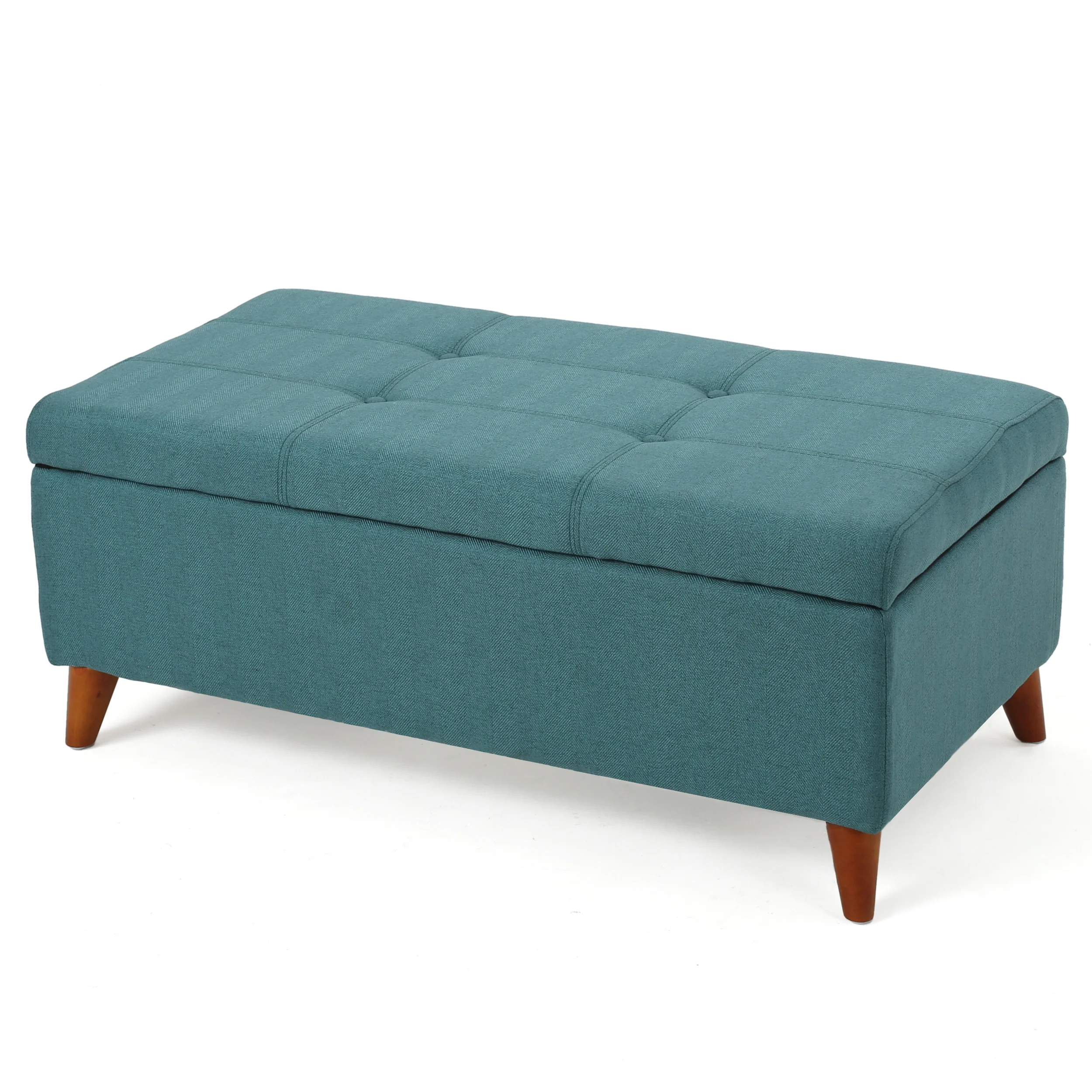 Etoney Mid-Century Modern Button Tufted Fabric Storage Ottoman Bench - furnishings