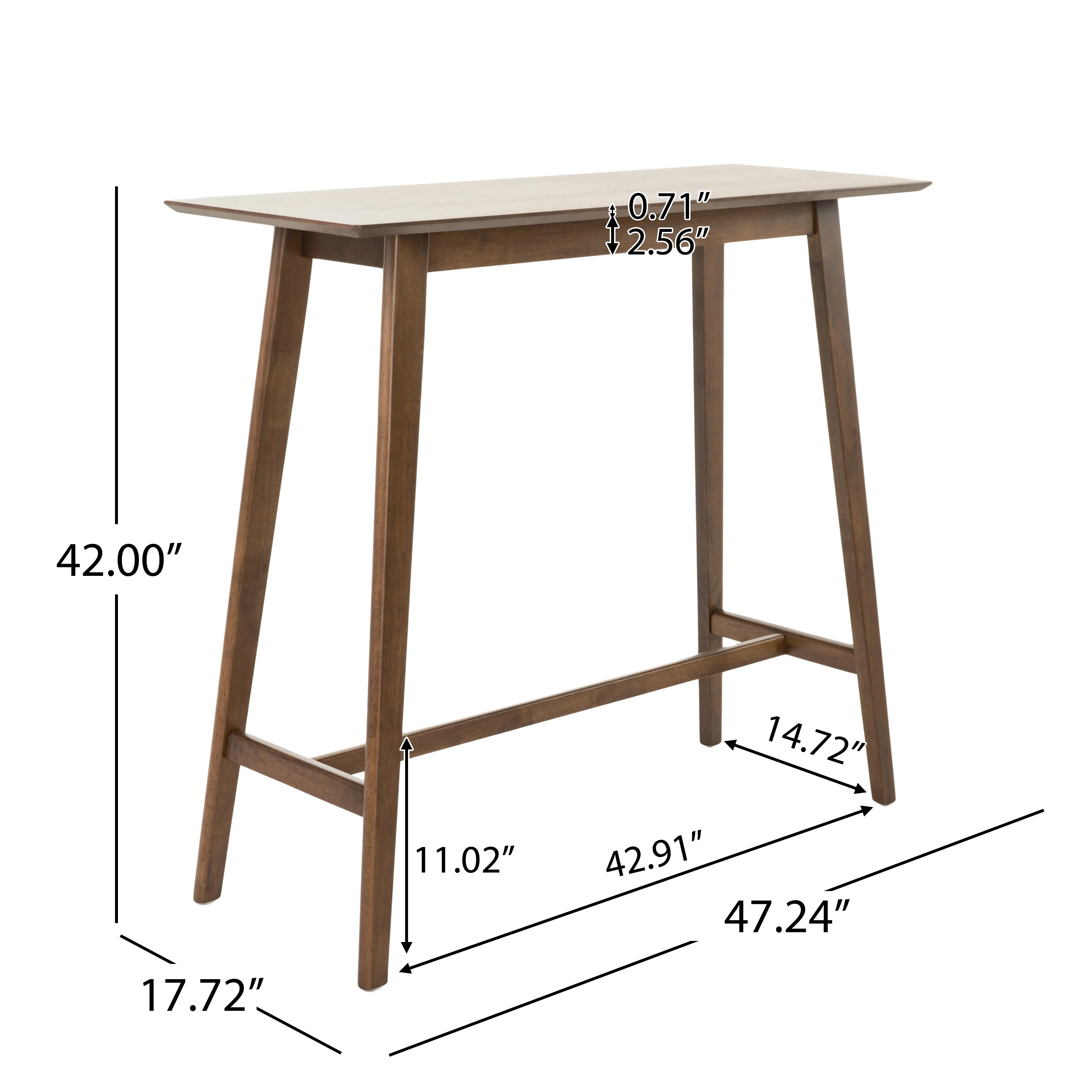 Ethel Natural Walnut Finish Rectangular 3 Piece Bar Set - furnishings