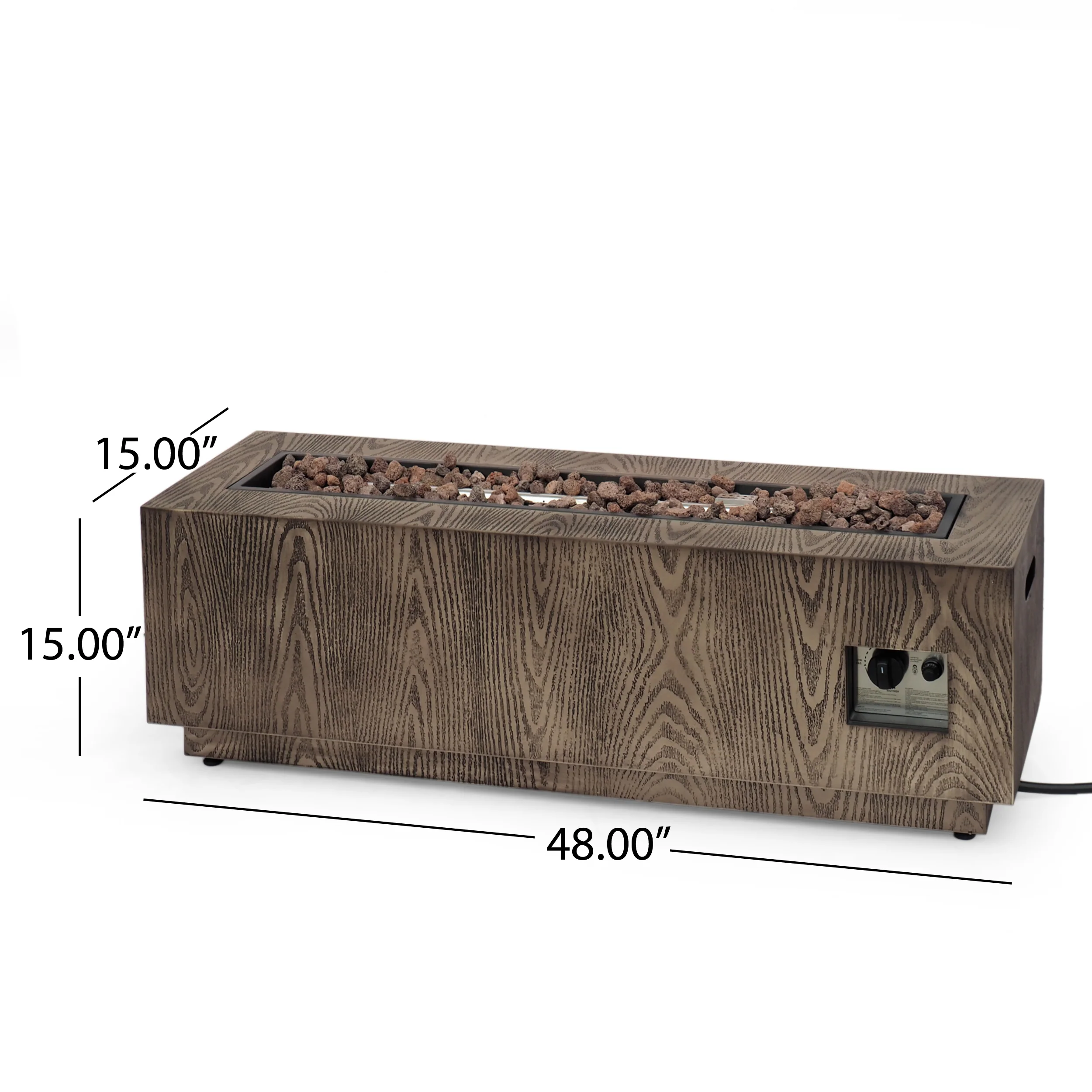Jasmine Outdoor 50,000 BTU Rectangular Fire Pit (No Tank Holder) - furnishings