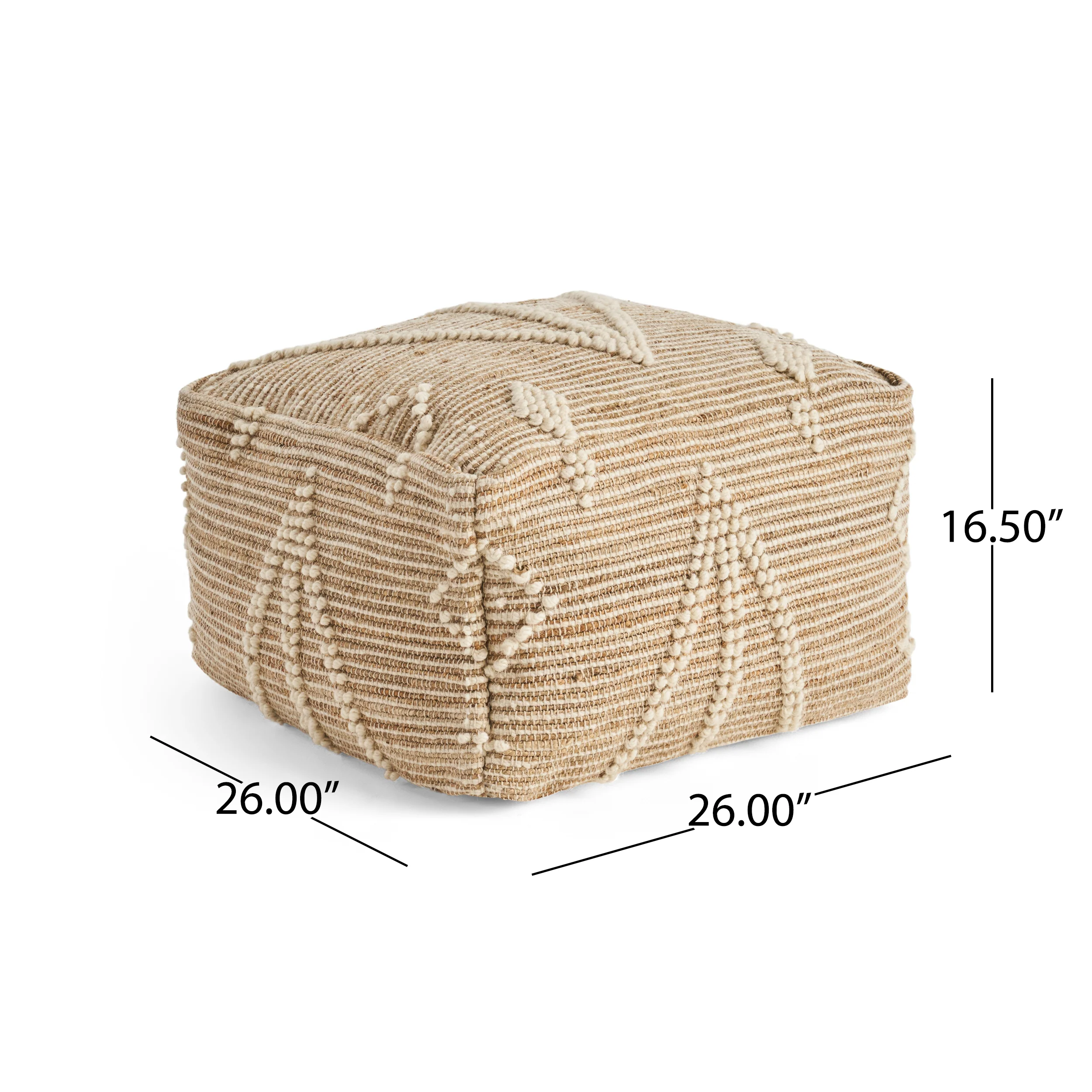 Khalila Boho Wool and Cotton Ottoman Pouf - furnishings