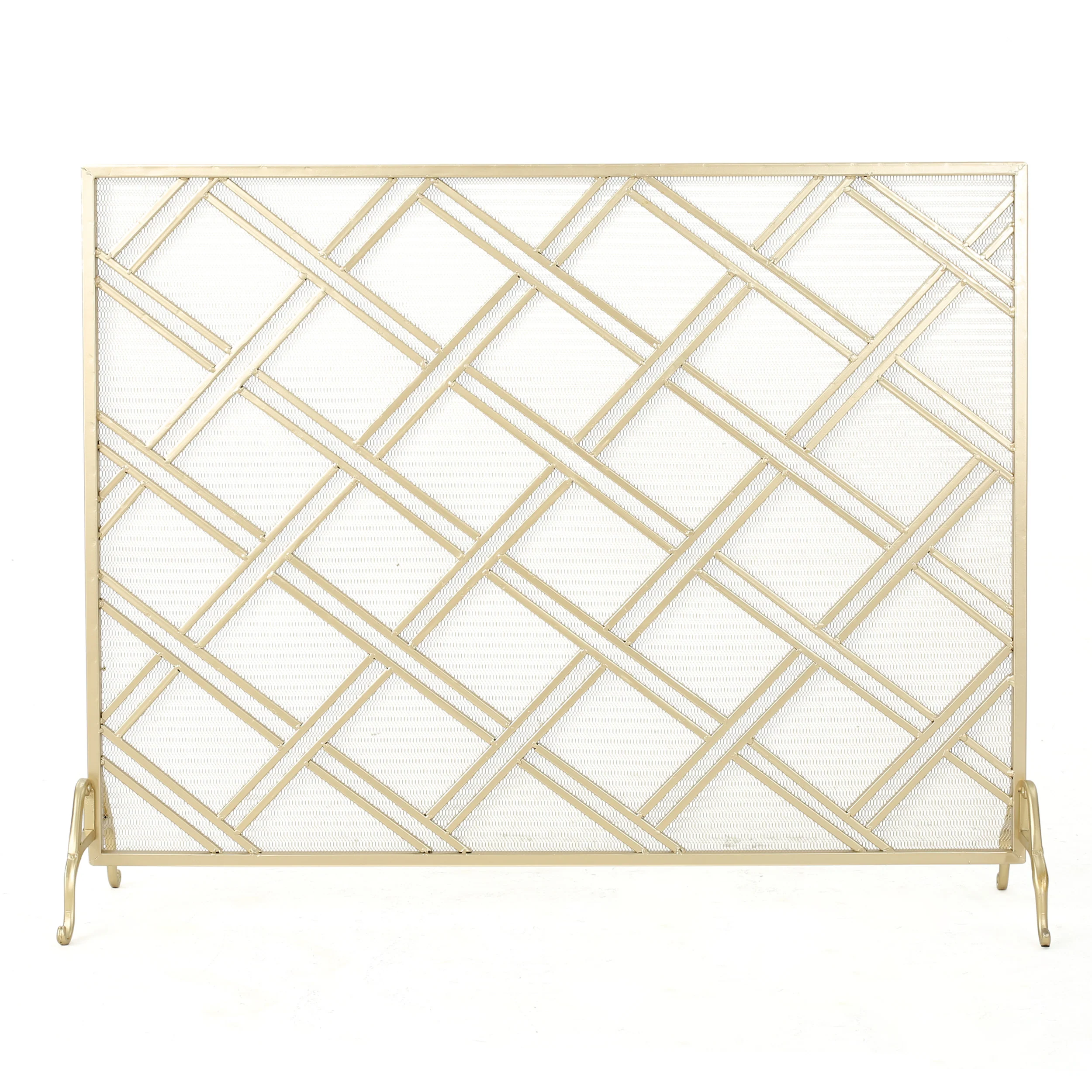 Josette Contemporary Single-Panel Iron Fireplace Screen - furnishings