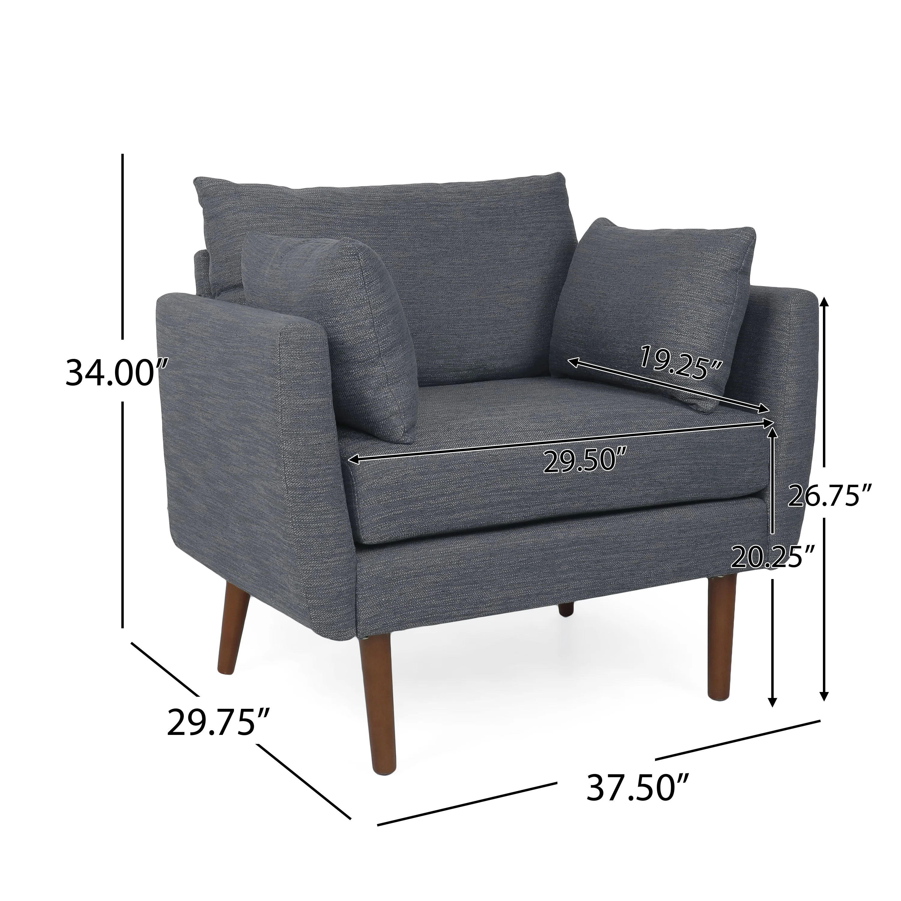 Viewland Contemporary Fabric Upholstered Club Chair with Accent Pillows - furnishings