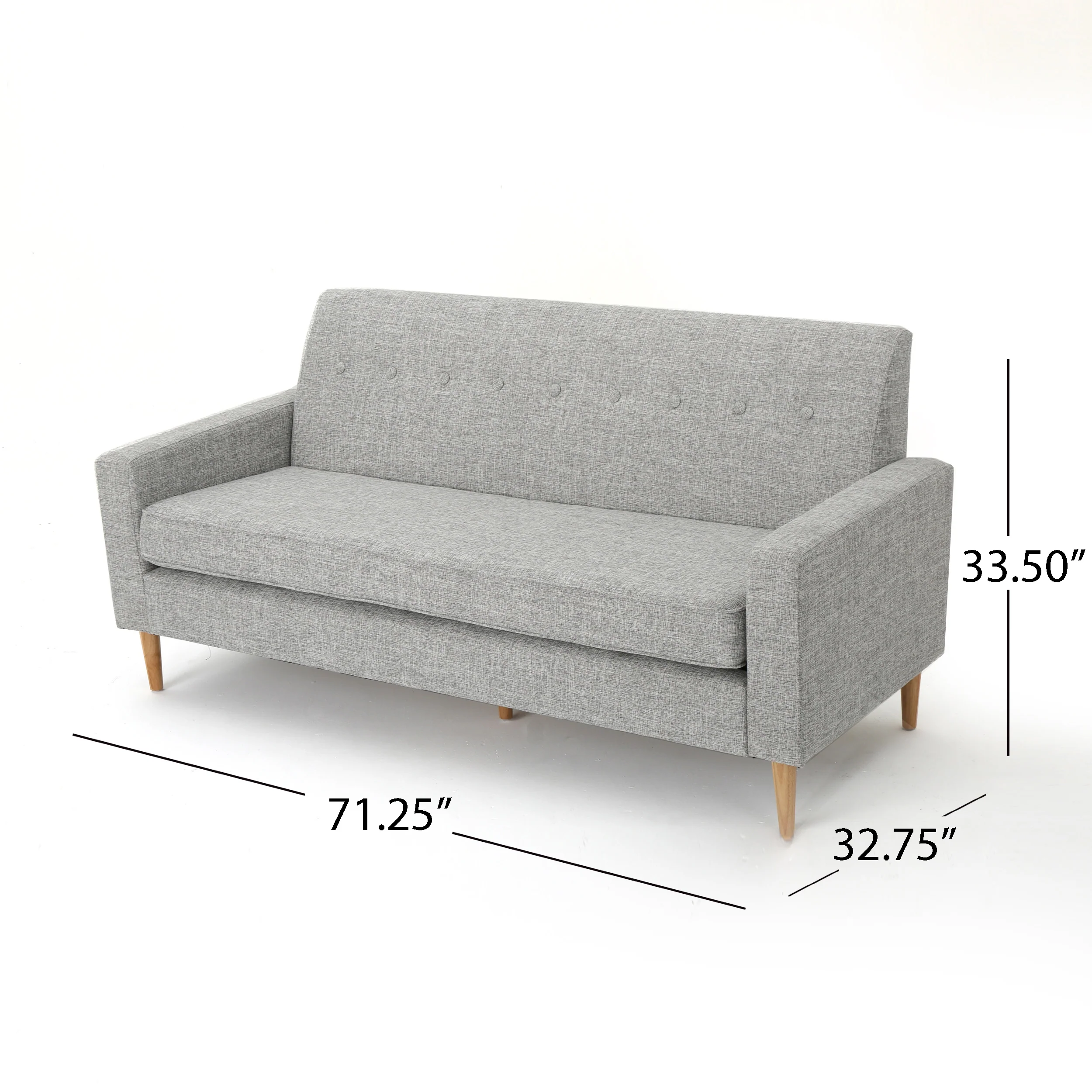 Stratford Mid-Century Modern 3-Piece Fabric Chairs & Sofa Living Room Set - furnishings