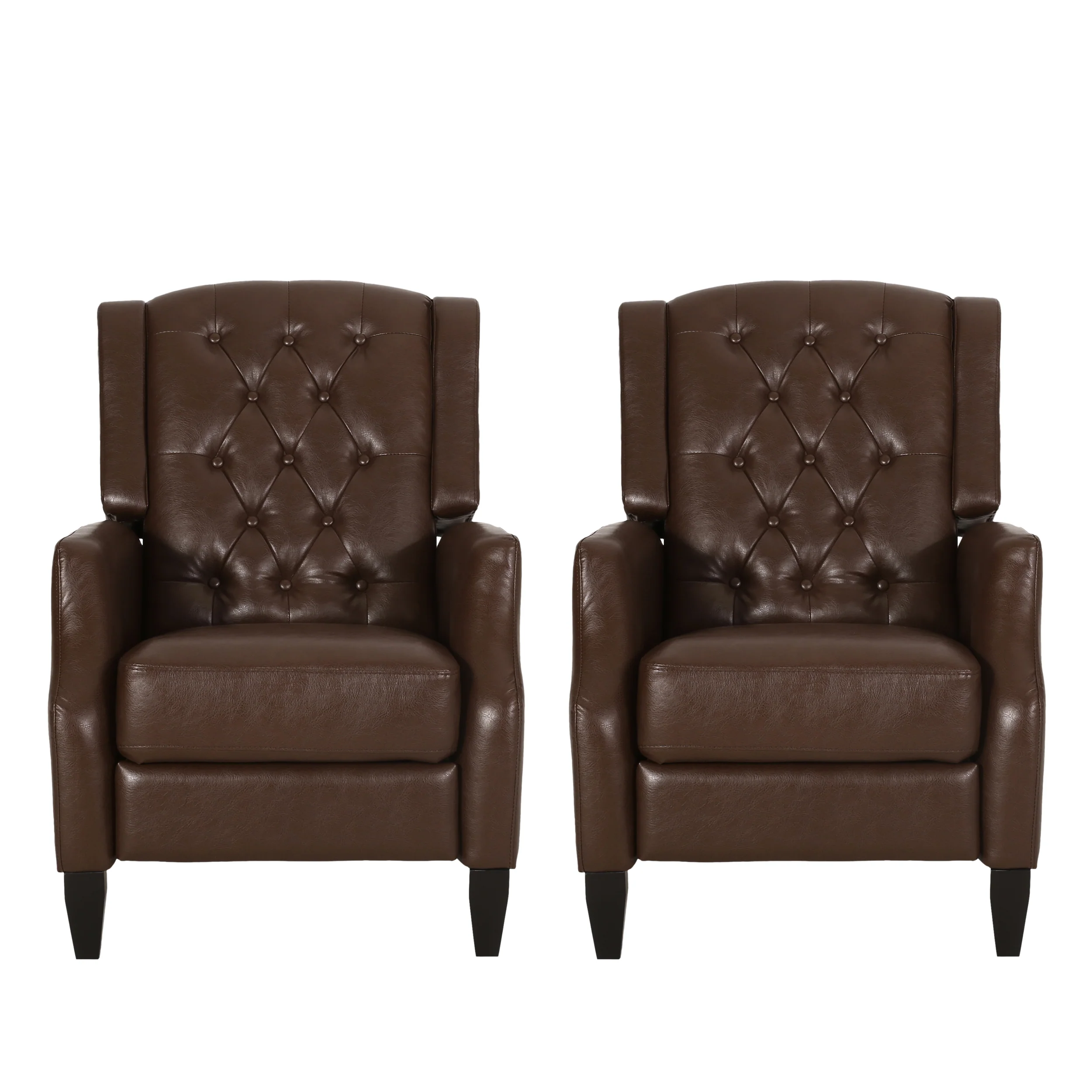 Loubar Contemporary Faux Leather Tufted Pushback Recliners, Set of 2 - furnishings