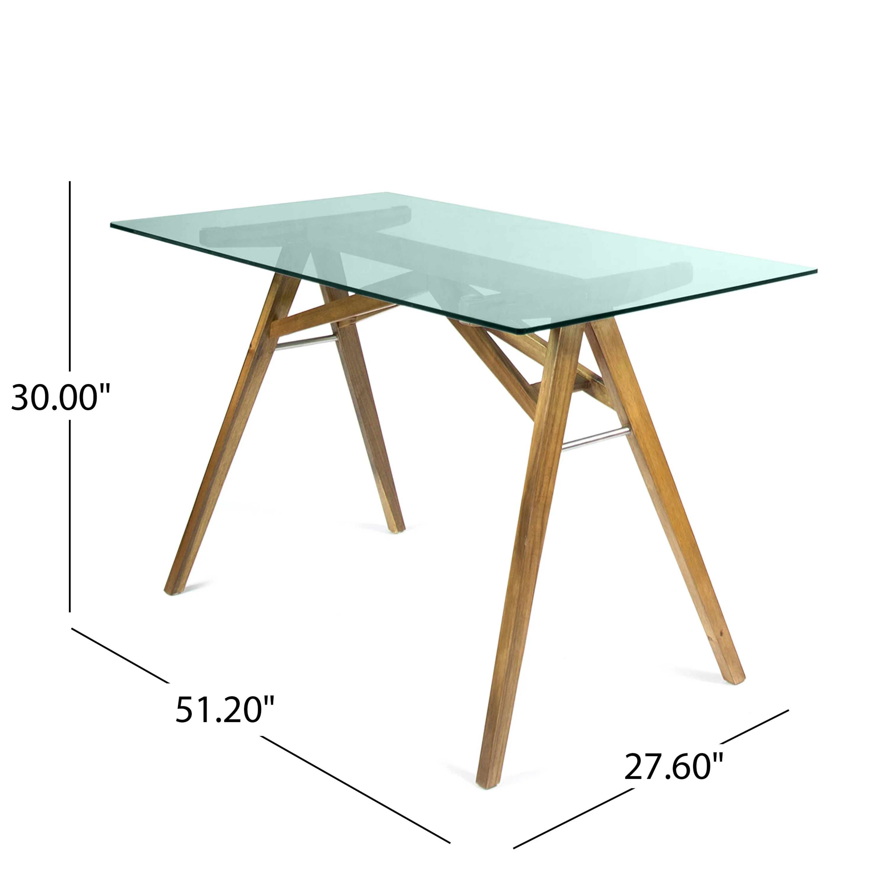 Camey Mid-Century Acacia Wood Desk with Tempered Glass Top - furnishings