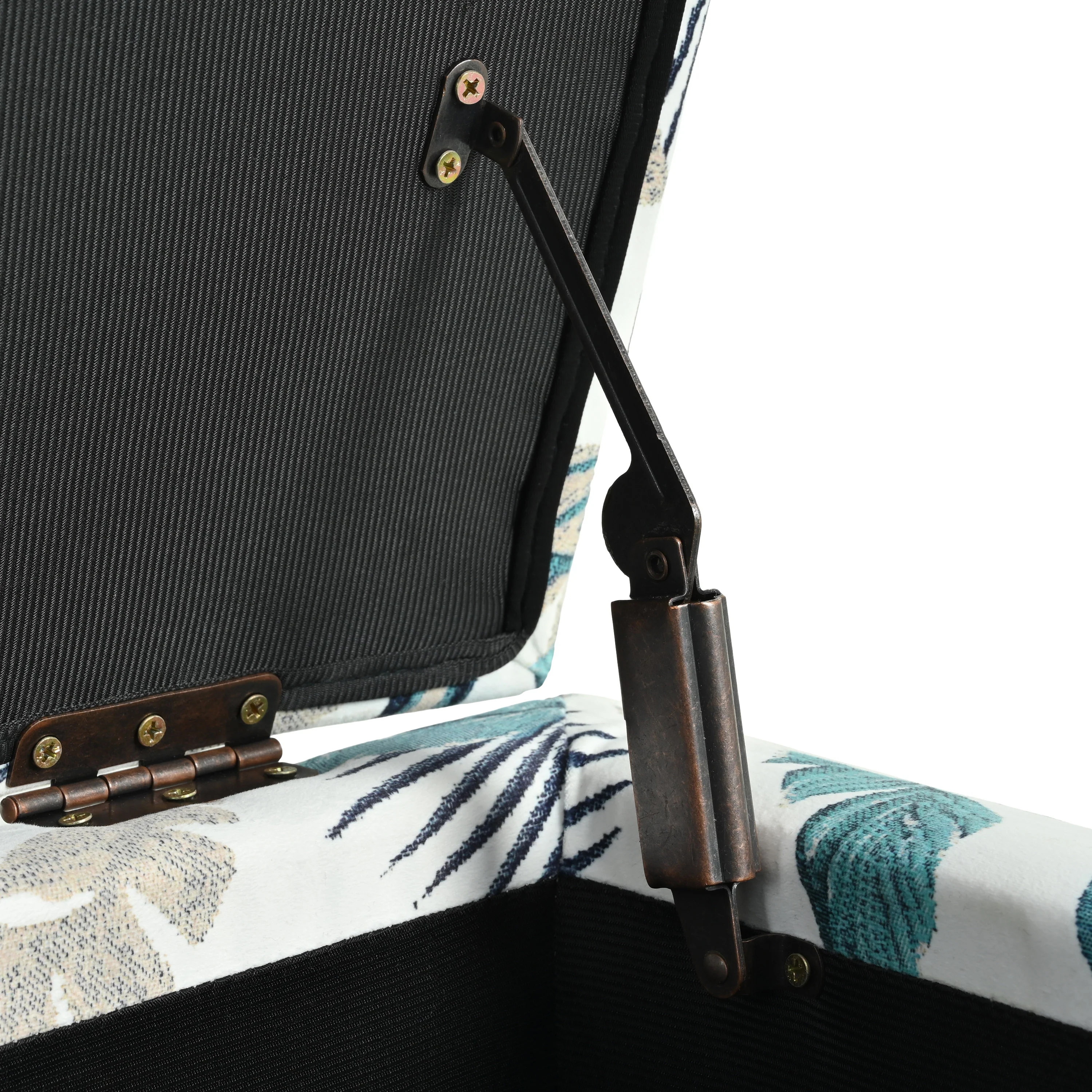 Delray Delray Blue and White Floral Fabric Storage Ottoman - furnishings