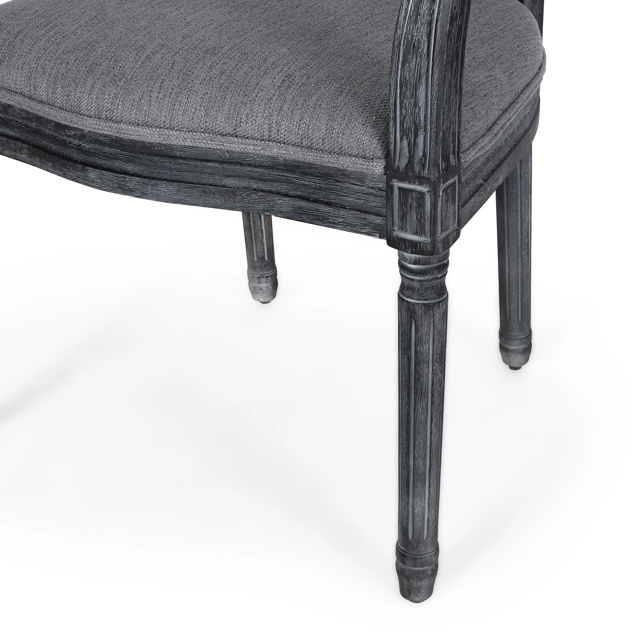 Trillium Farmhouse Fabric Upholstered Wood and Cane 7 Piece Dining Set, Natural, Rustic Metal, and Gray - furnishings