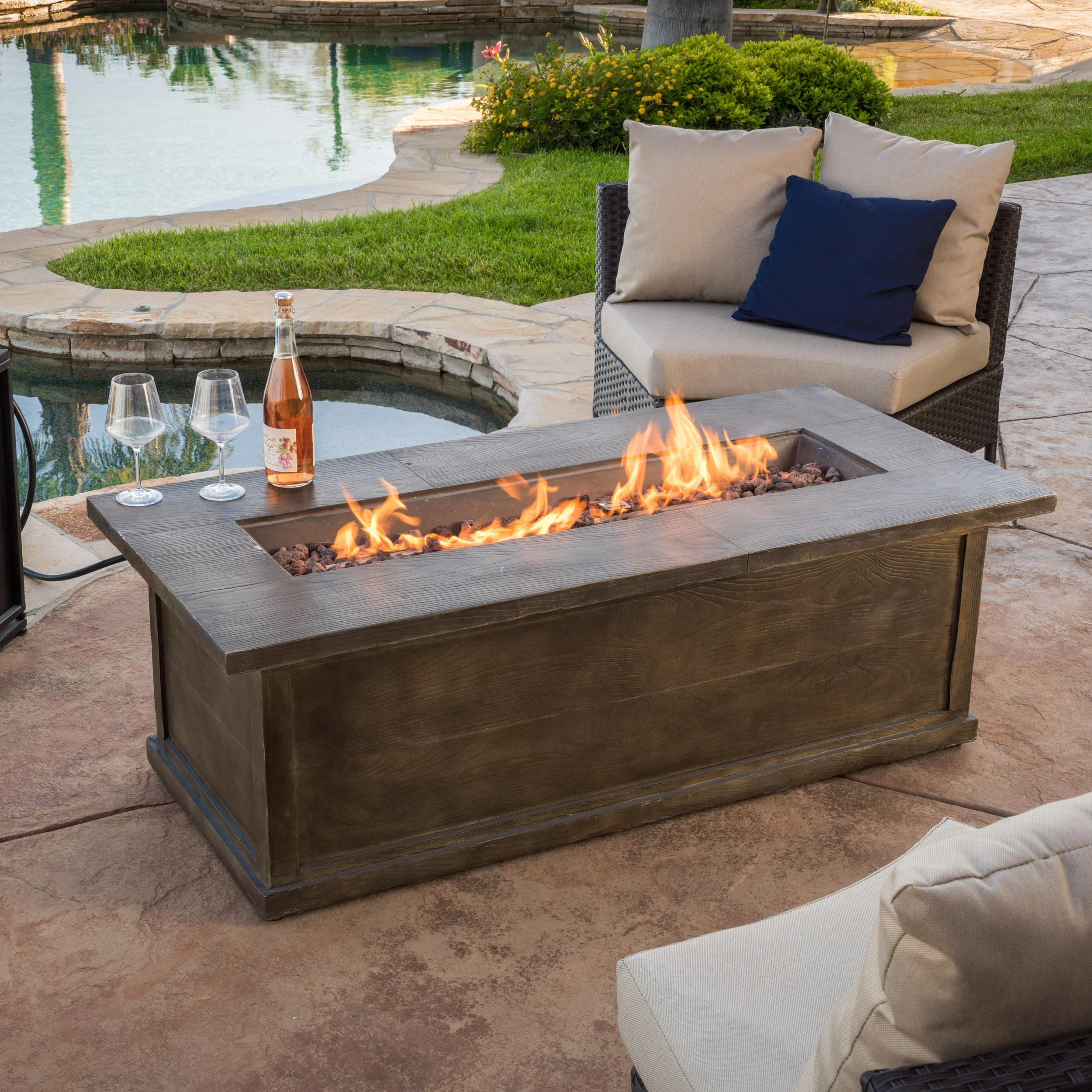 Pablo Outdoor 56-inch Rectangular Propane Fire Table - furnishings