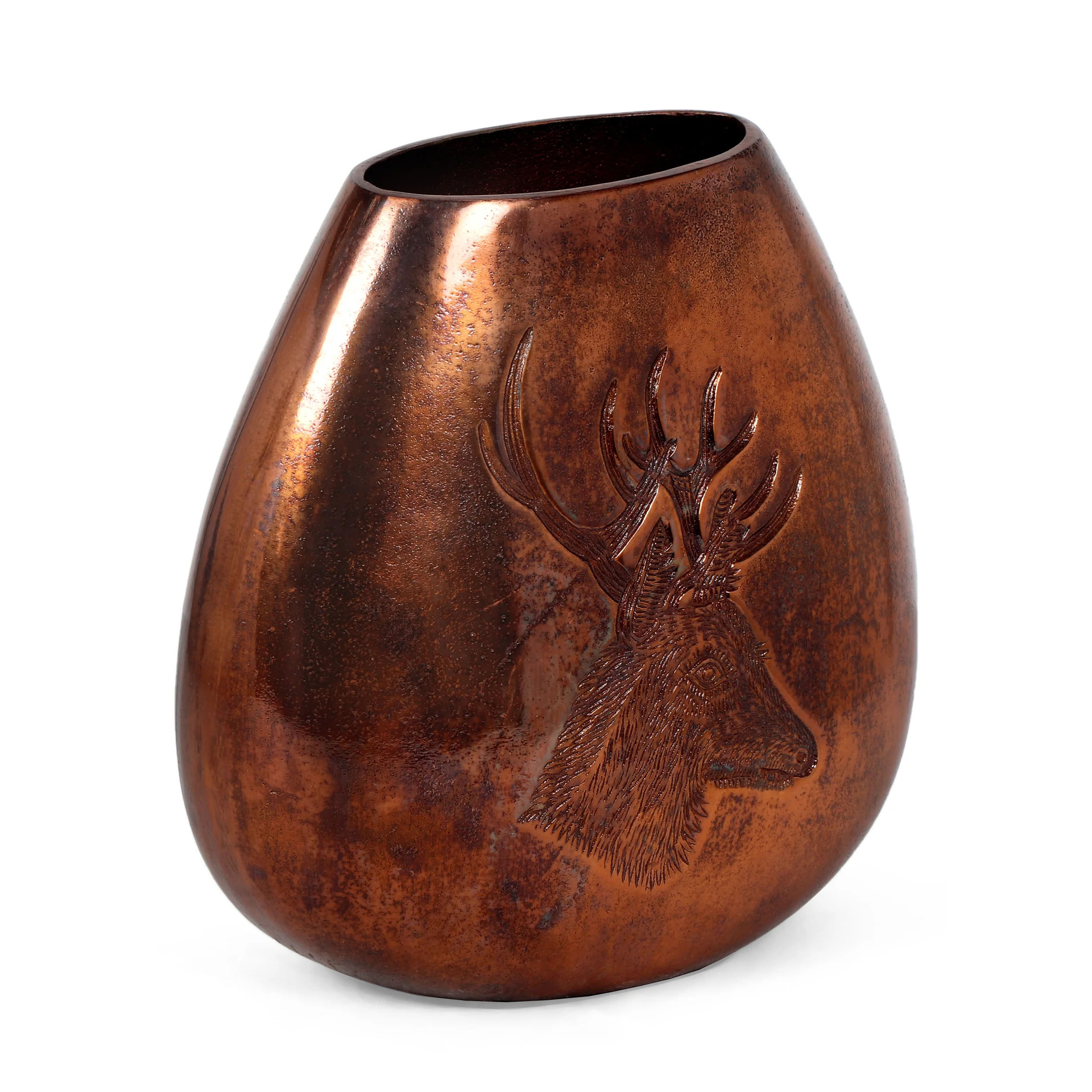 Jolson Handmade Aluminum Flat Vase, Burnt Copper - furnishings