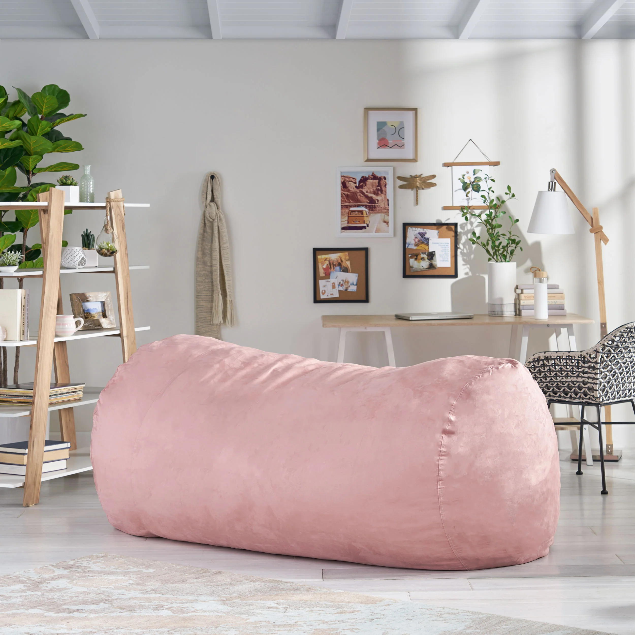 Tucker Modern 8 Foot Microfiber Pastel Bean Bag - furnishings