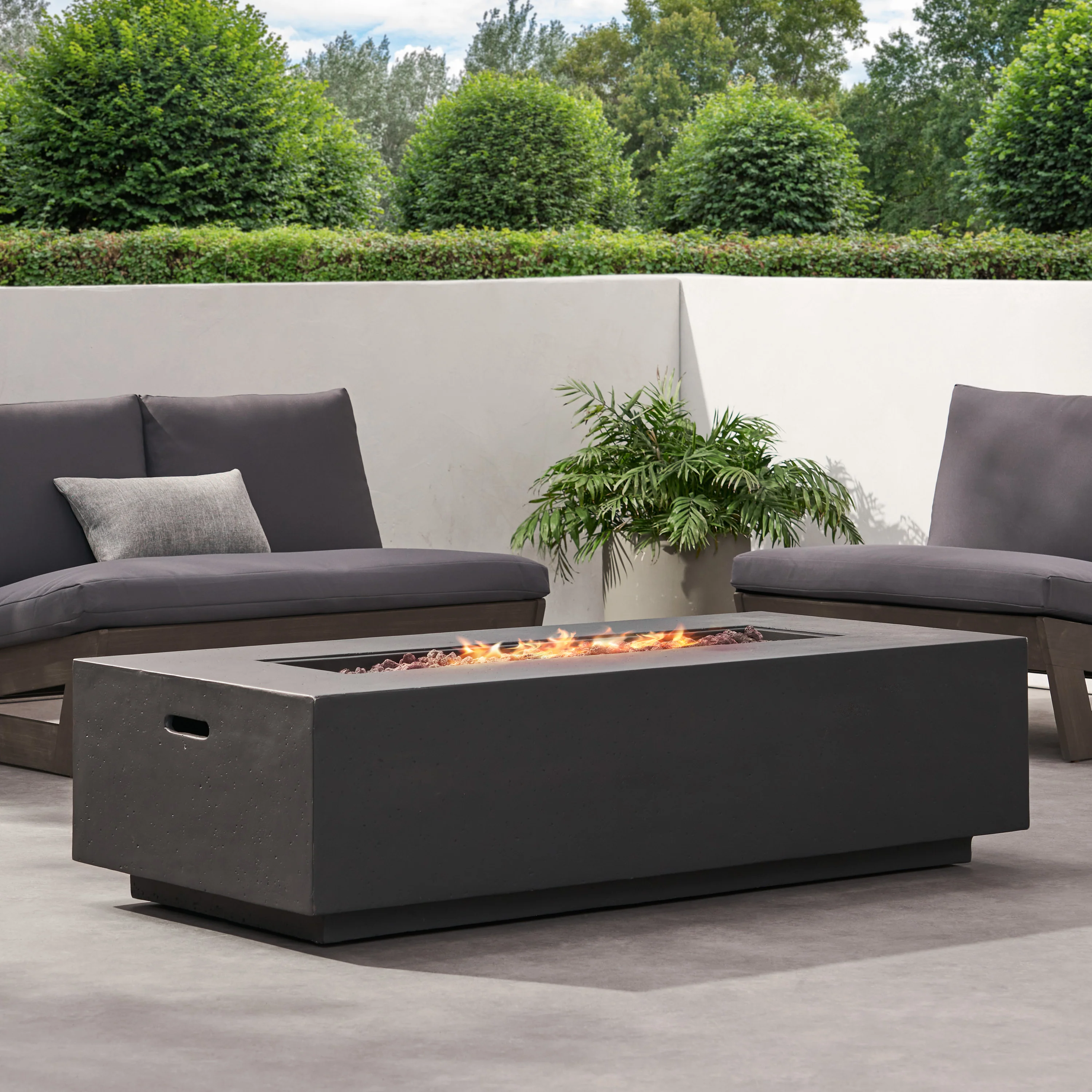 Hearth Outdoor 50,000 BTU Lightweight Concrete Rectangular Fire Pit (No Tank Holder) - furnishings