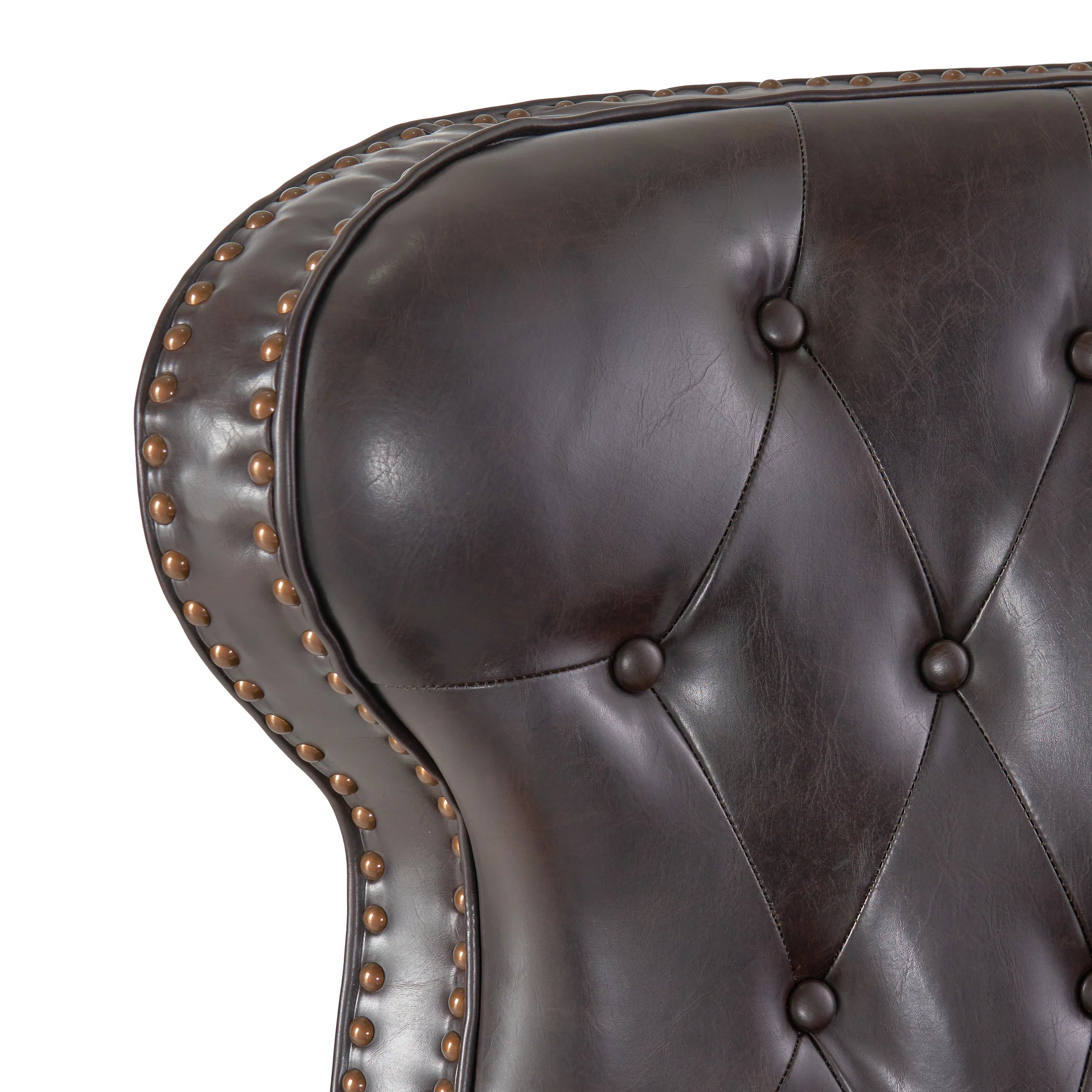 Walder Contemporary Tufted Recliner with Nailhead Trim, Brown and Dark Brown - furnishings