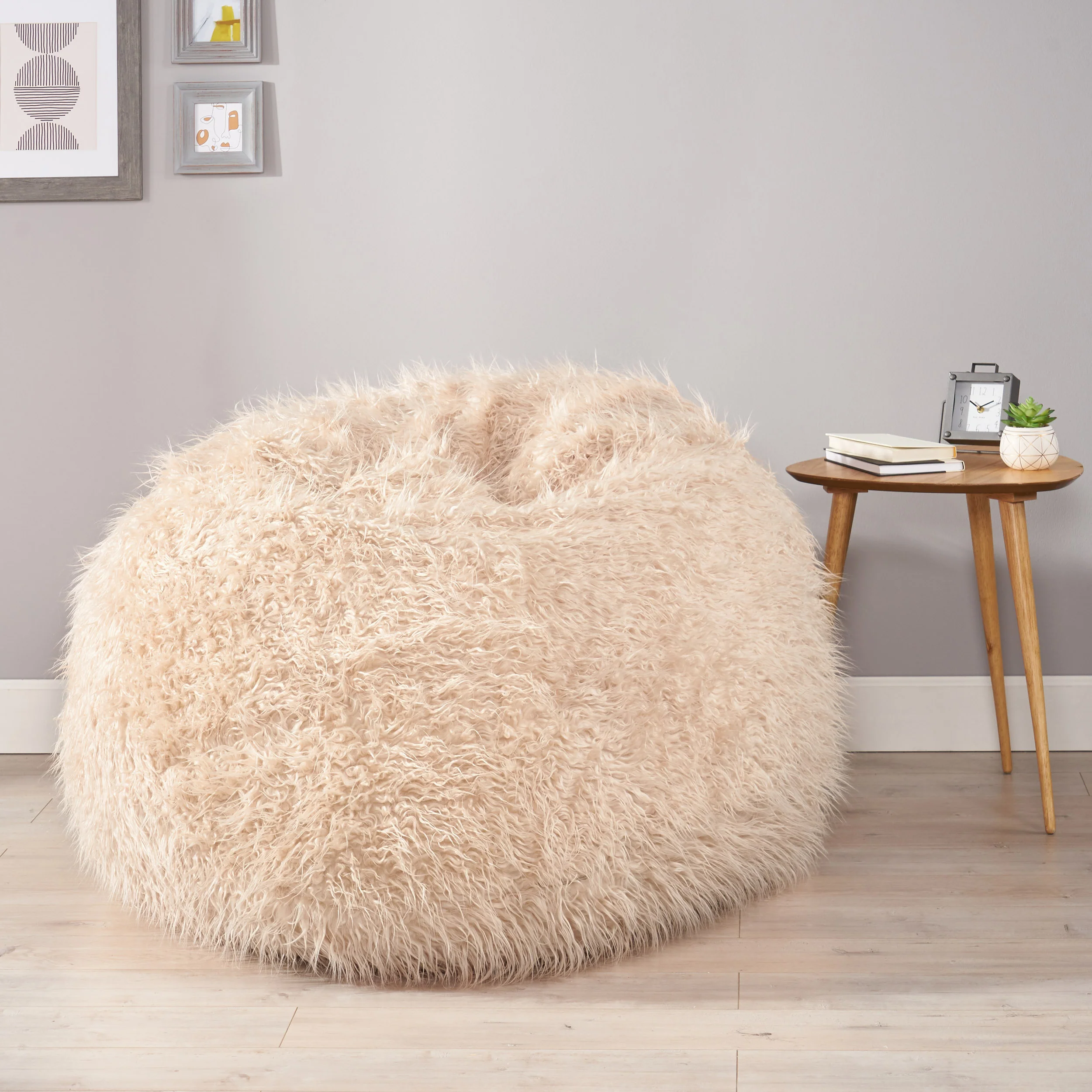 Sae 5 Ft Long Faux Fur Bean Bag - furnishings