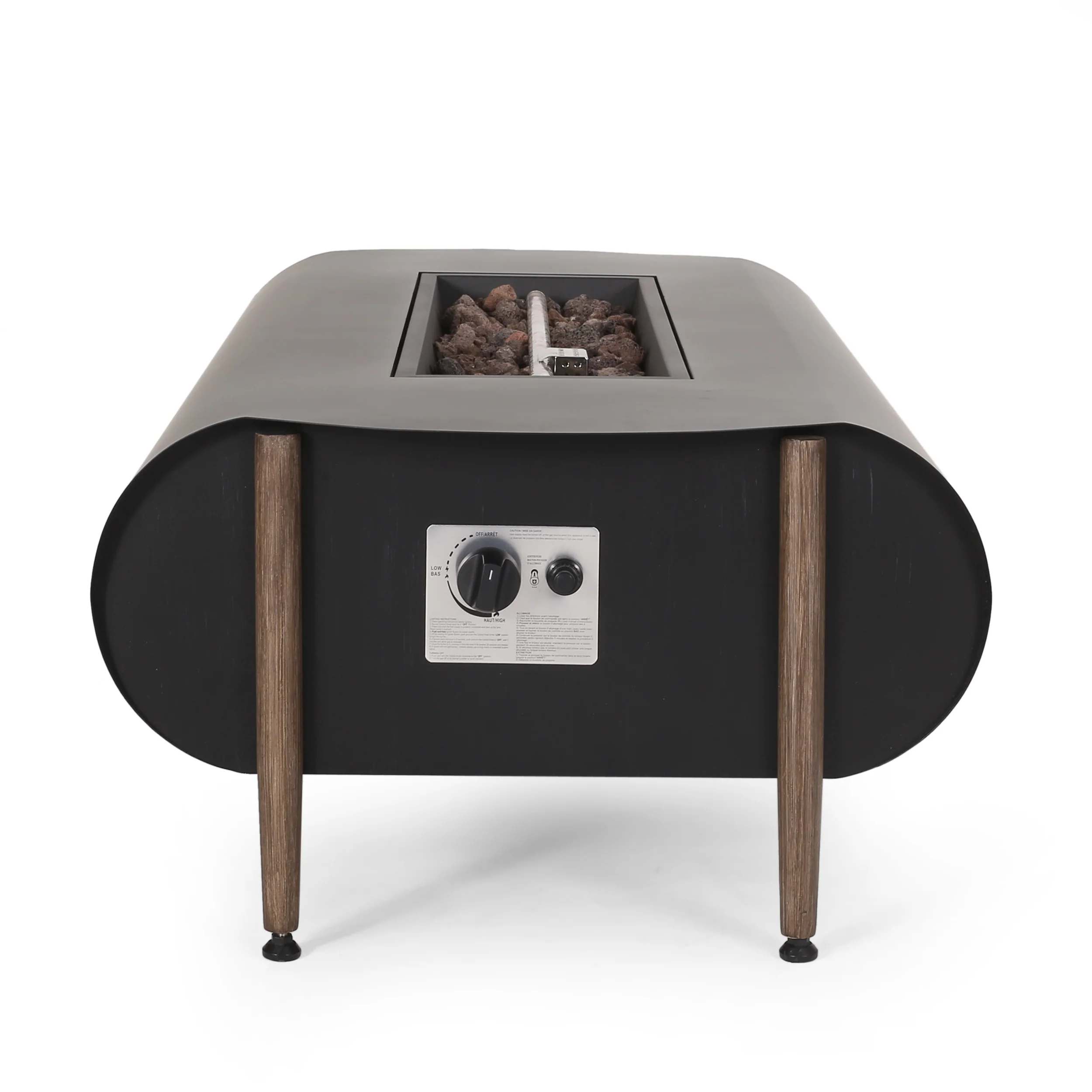 Romar Outdoor 50,000 BTU Rectangular Fire Pit (No Tank Holder), Dark Gray and Wood Pattern - furnishings