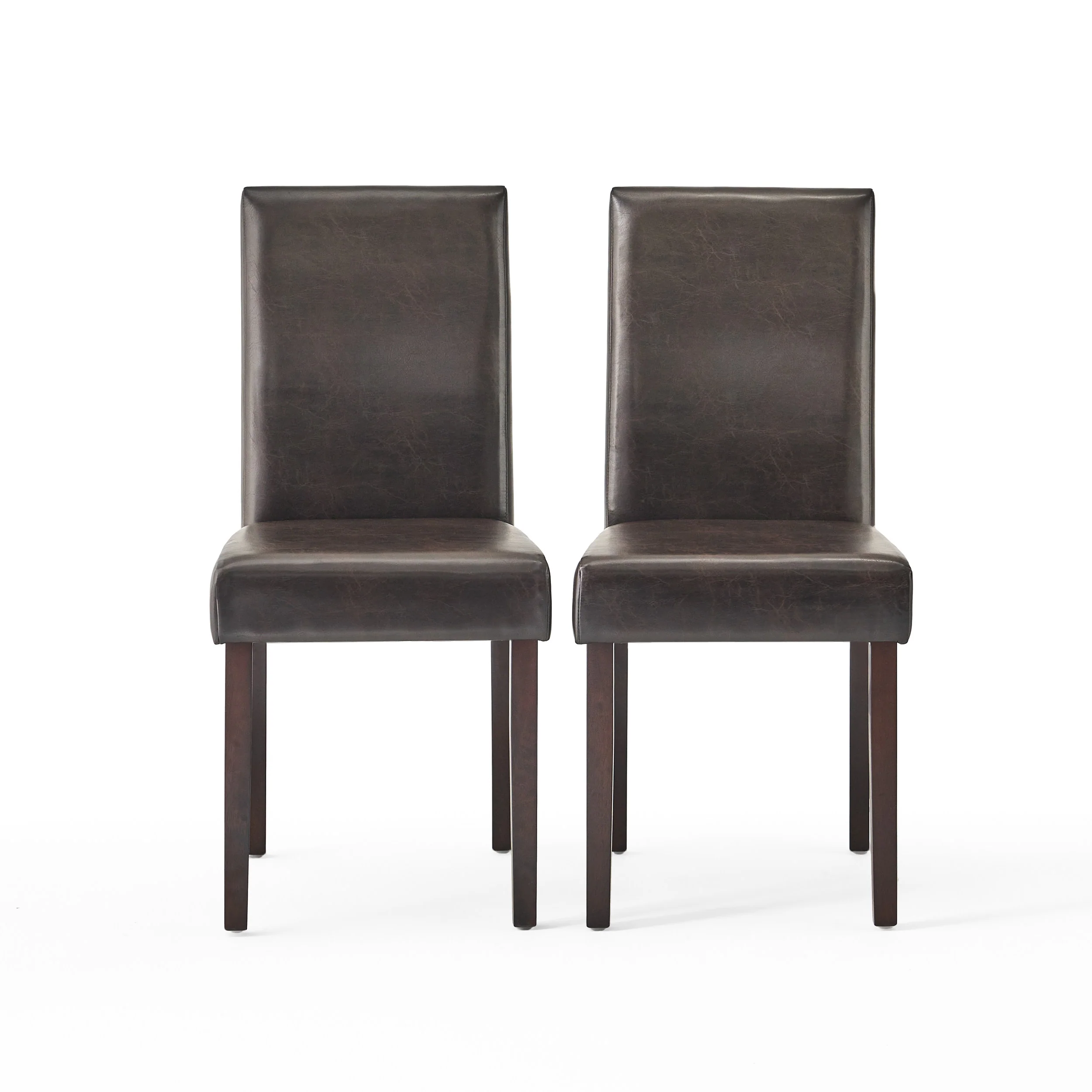 Esteban Brown Leather Parson Dining Chairs (Set of 2) - furnishings