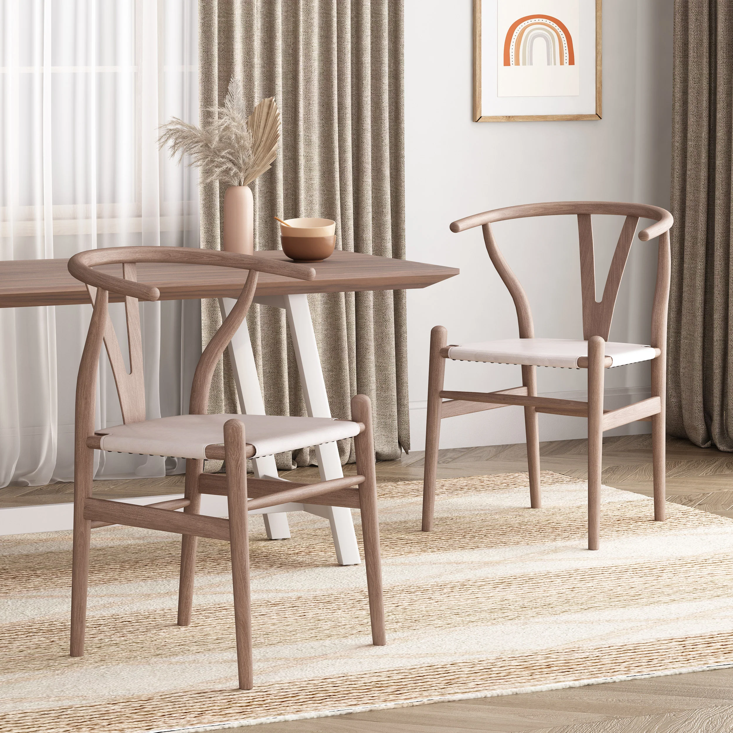 Quince Mid Century Boho Ash Wood Dining Chairs, Set of 2 - furnishings