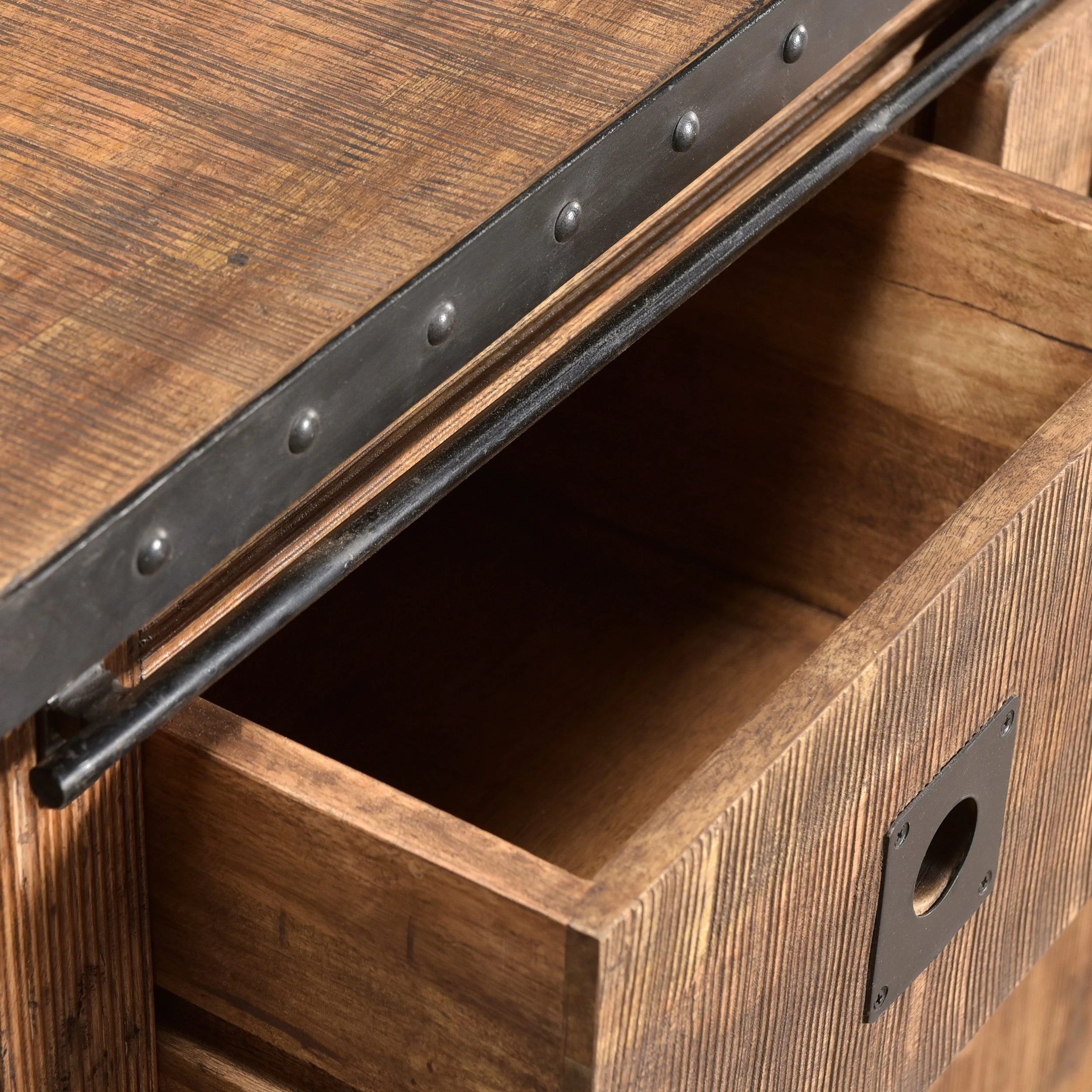 Phoebe Modern Industrial Mango Wood Sideboard, Natural Finish and Black - furnishings